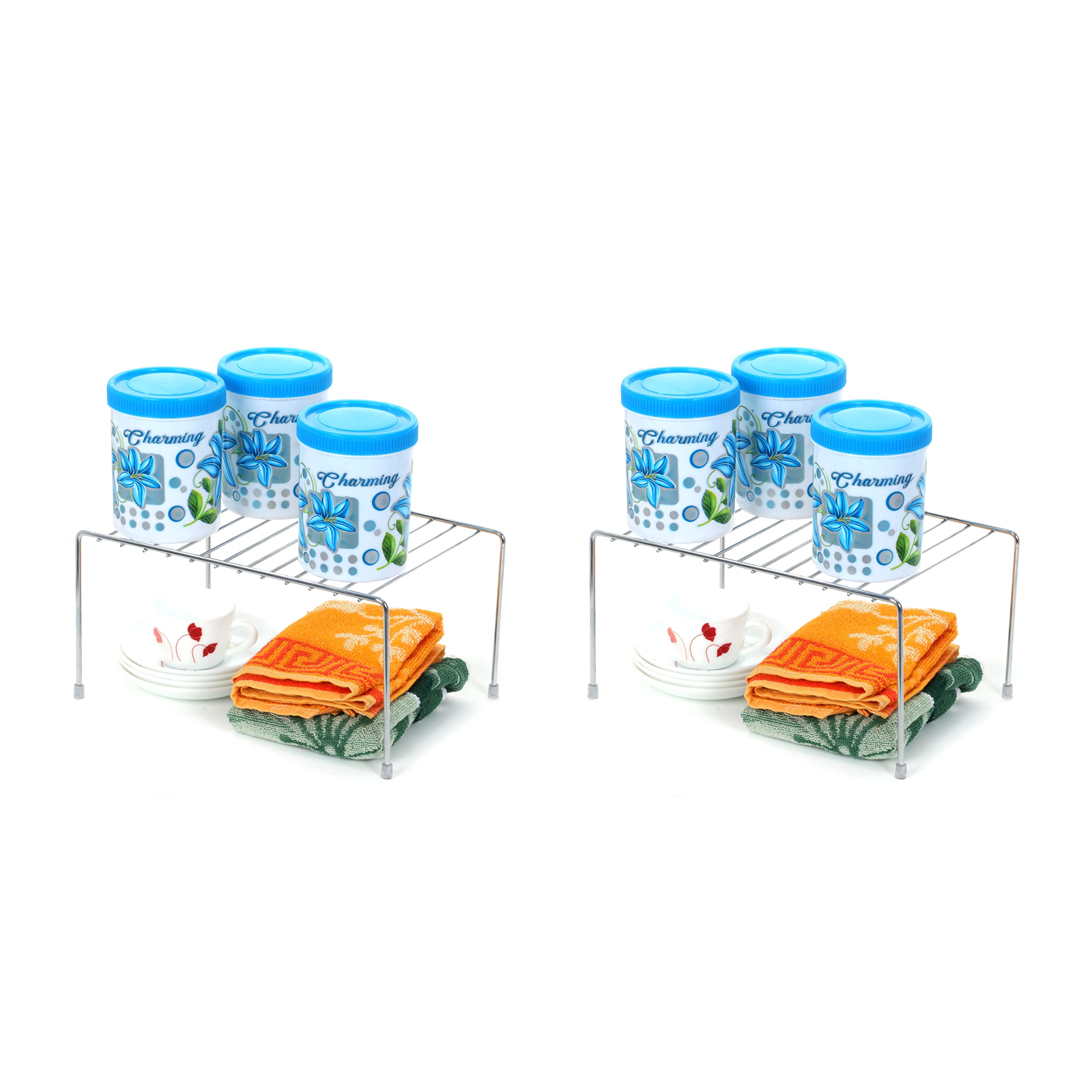 Fit N Forget S.K. Stainless Steel Expandable Dish Rack/Expandable Storage Shelves For Kitchen Cabinets/Hot Rack/Hot Plate Stand/