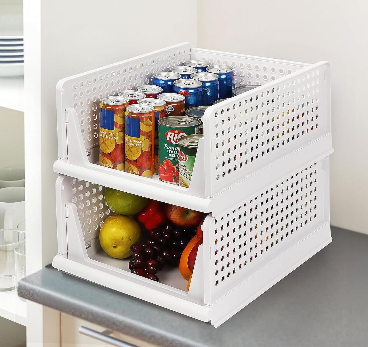 Pulsbery Stackable Closet Storage BinsCollapsible Shelf Baskets Clothes Storage Bins,Foldable Storage Box Plastic Folding Drawe