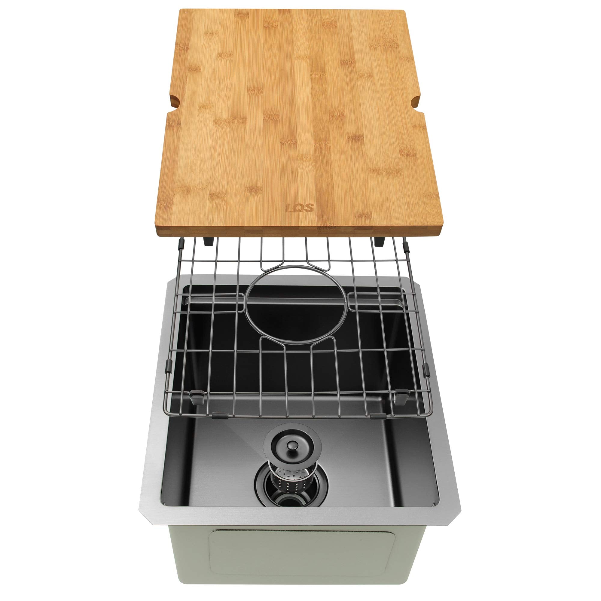 Lqs Black Undermount Bar Sink, Rv Sink, Handmade Stainless Steel Bar Sink 15'' X 17'', 16 Gauge Workstation Sink, Small Single B