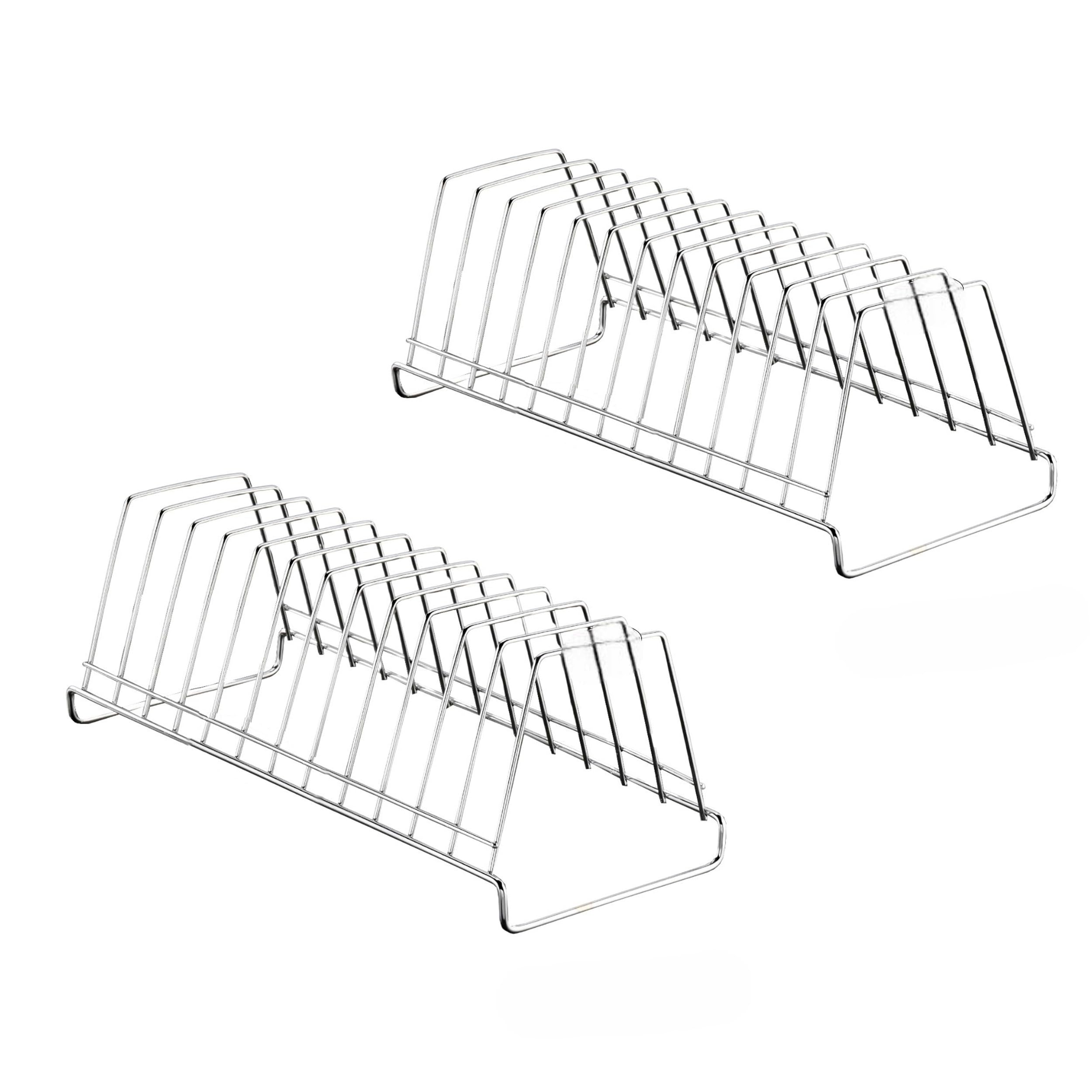 Gridkitchen Stainless Steel Plate And Lid Stand For Kitchen Cabinet & Dining Table  Dish Rack Holder (Big, 2)