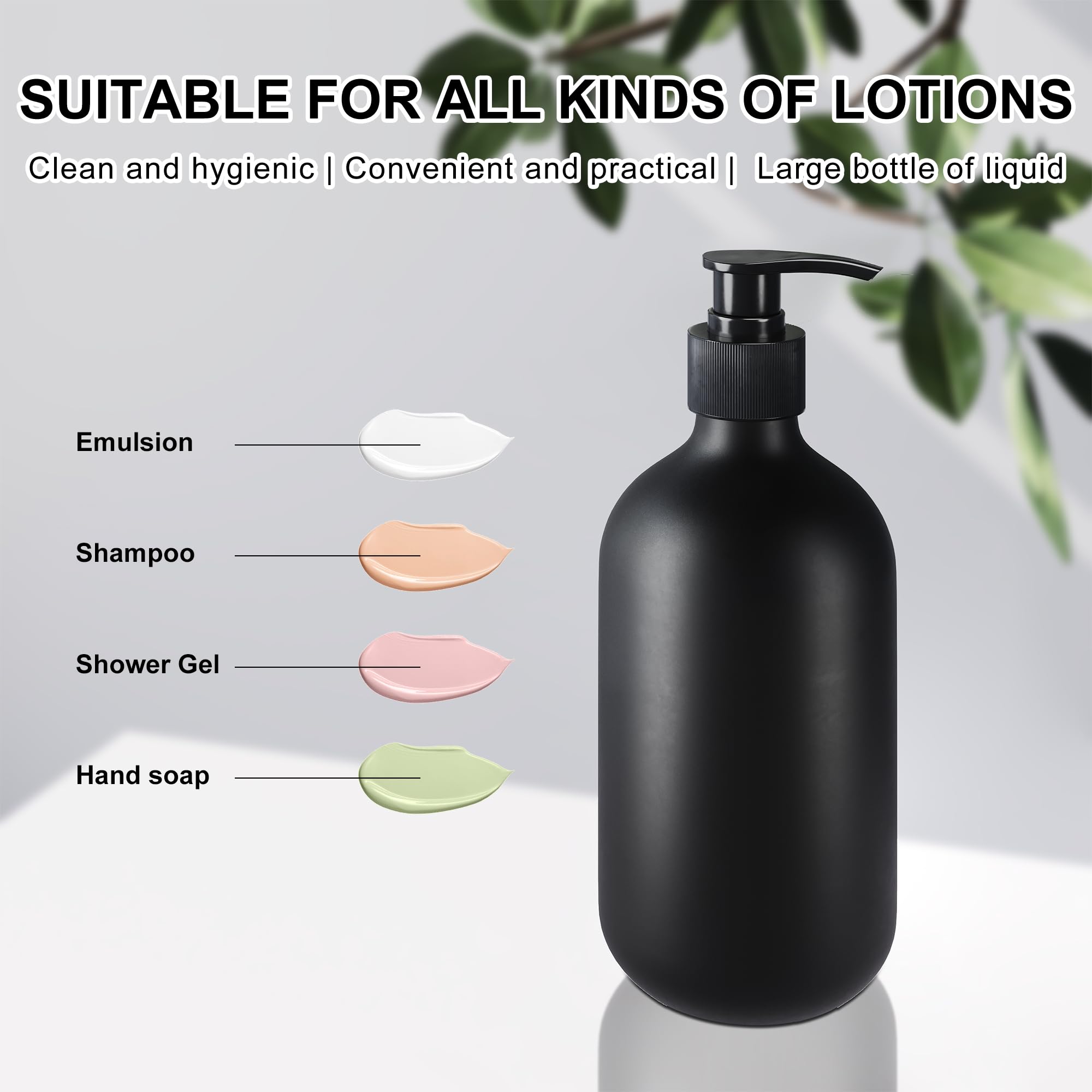 2Pcs Black Soap Dispenser, 16Oz Black Plastic Dish Soap Dispenser Hand Soap Dispenser For Kitchen, Farmhouse Soap Dispenser For
