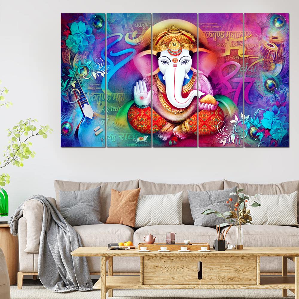 Maxstone Ganpati Big Size Wall Painting for Living Room, Bedroom, Home, Office, Drawing Room, Hotels Decor Wooden Framed Wall Ha