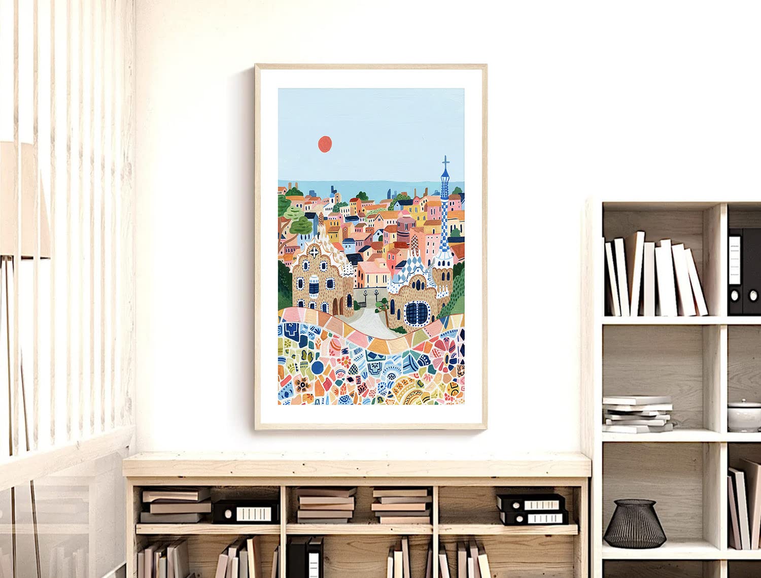 Nationcog Barcelona Travel Print, Park Guell, Travel Gift, Barcelona Poster, Europe Print, Spain Art Print, Travel Art Print, Ho