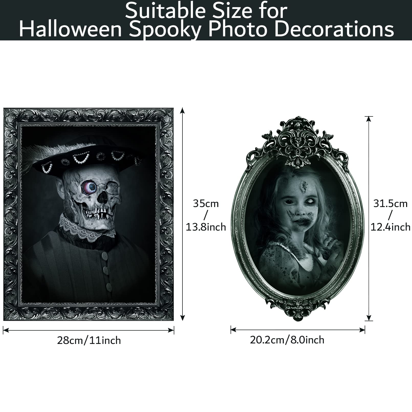 DUAIAI Halloween Decorations  12 Pieces Laminated Halloween Gothic Decor Poster Frames Durable Haunted House Scary Portraits Pictures