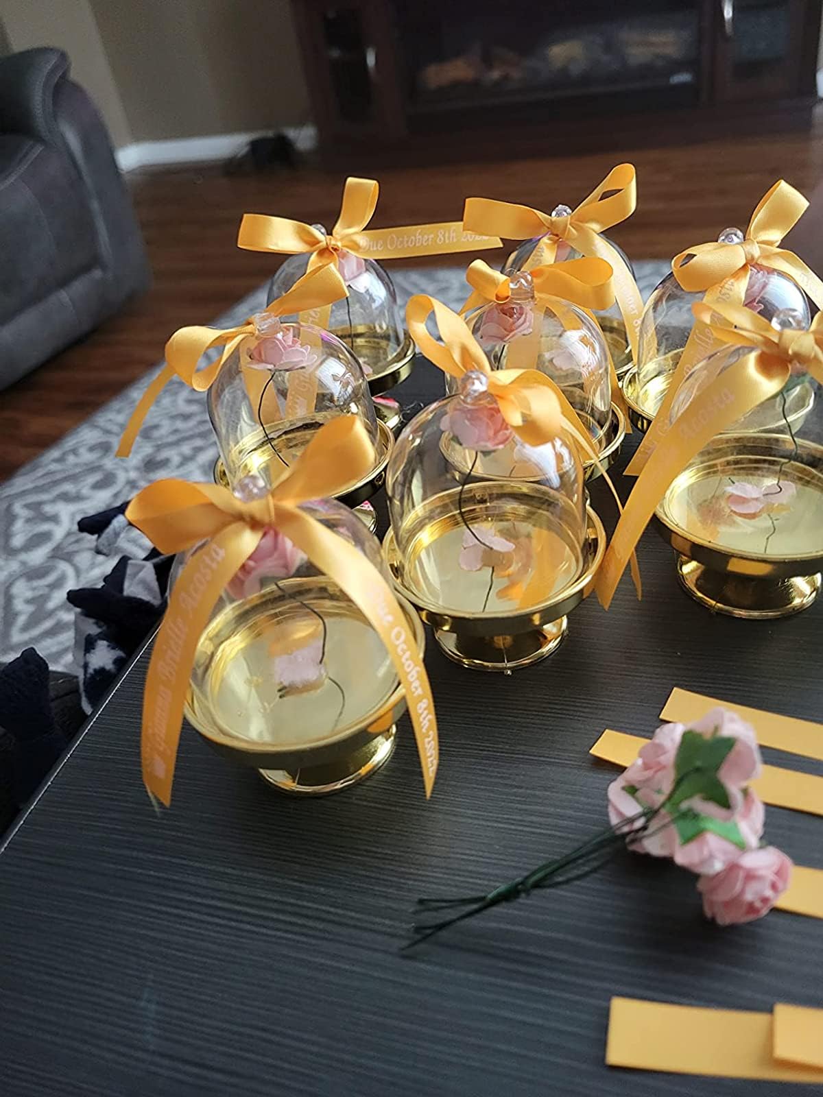 25 Personalized Ribbons Baby Shower Wedding Bridal Favor Quinceanera Baptism Invitations Mis Xv Aos Quinceanera Assembled Bows (