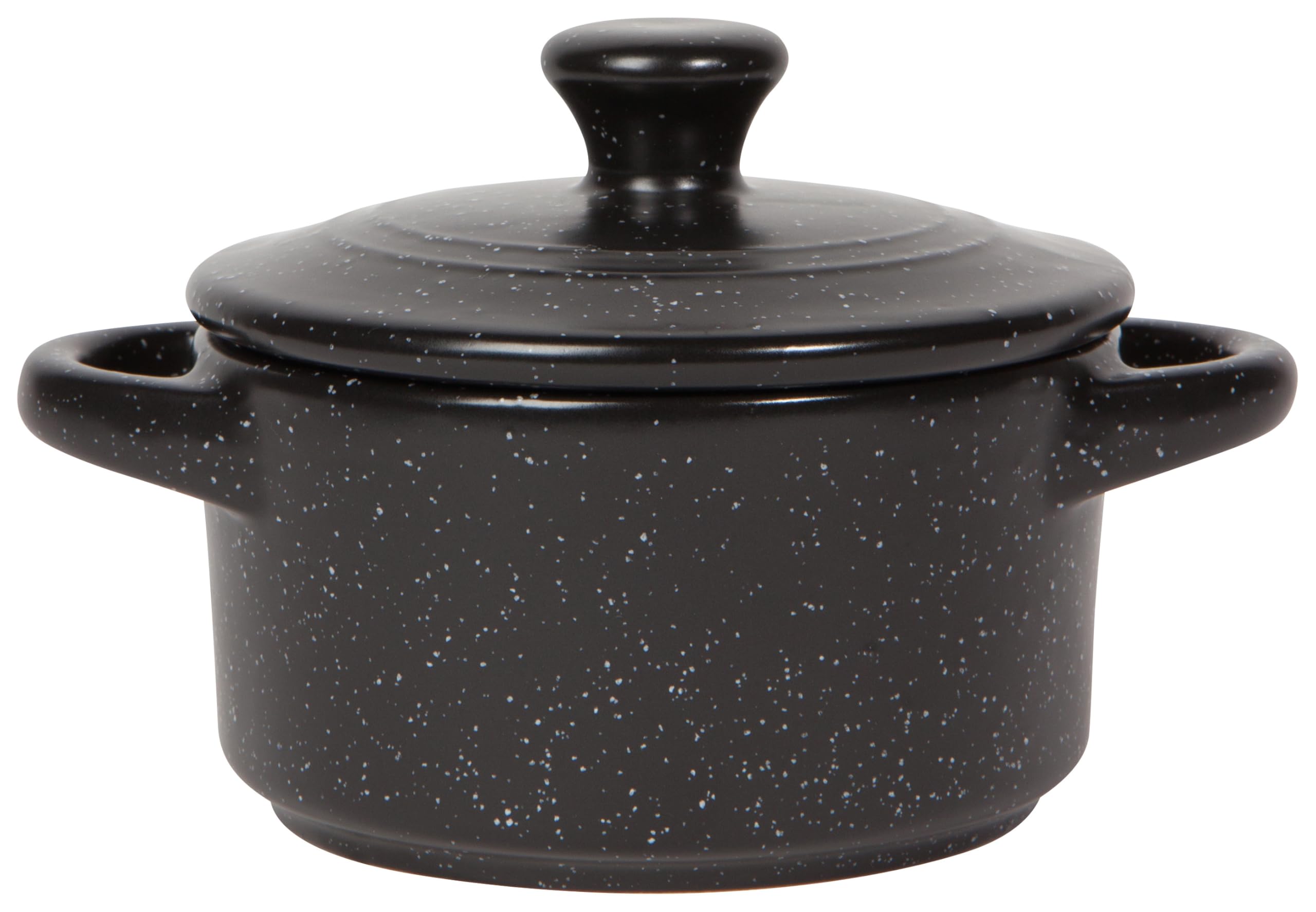 Now Designs Black Speckled Cocotte, Durable Ceramic Baking Dish with Lid and Handles