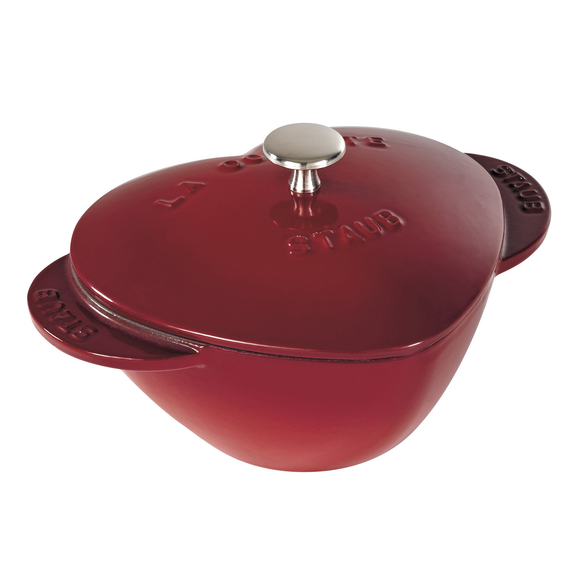 Staub Cast Iron Dutch Oven 1.75-Qt Heart Cocotte, Made In France, Serves 1, Black, Cherry