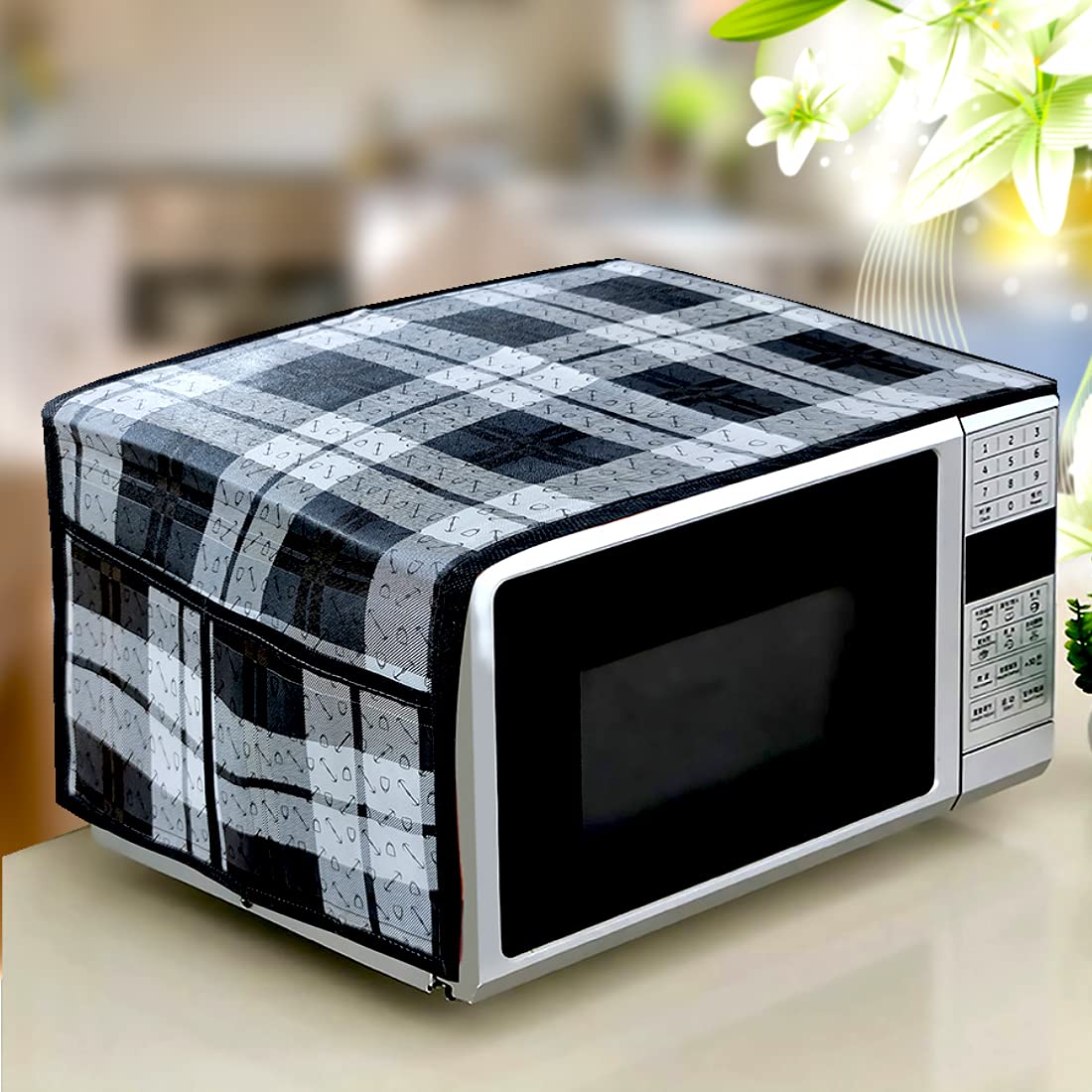 Kanushi Industries Microwave/Oven Top Cover With 4 Utility Pockets (Var-Micro-Nw-New-01-Top)