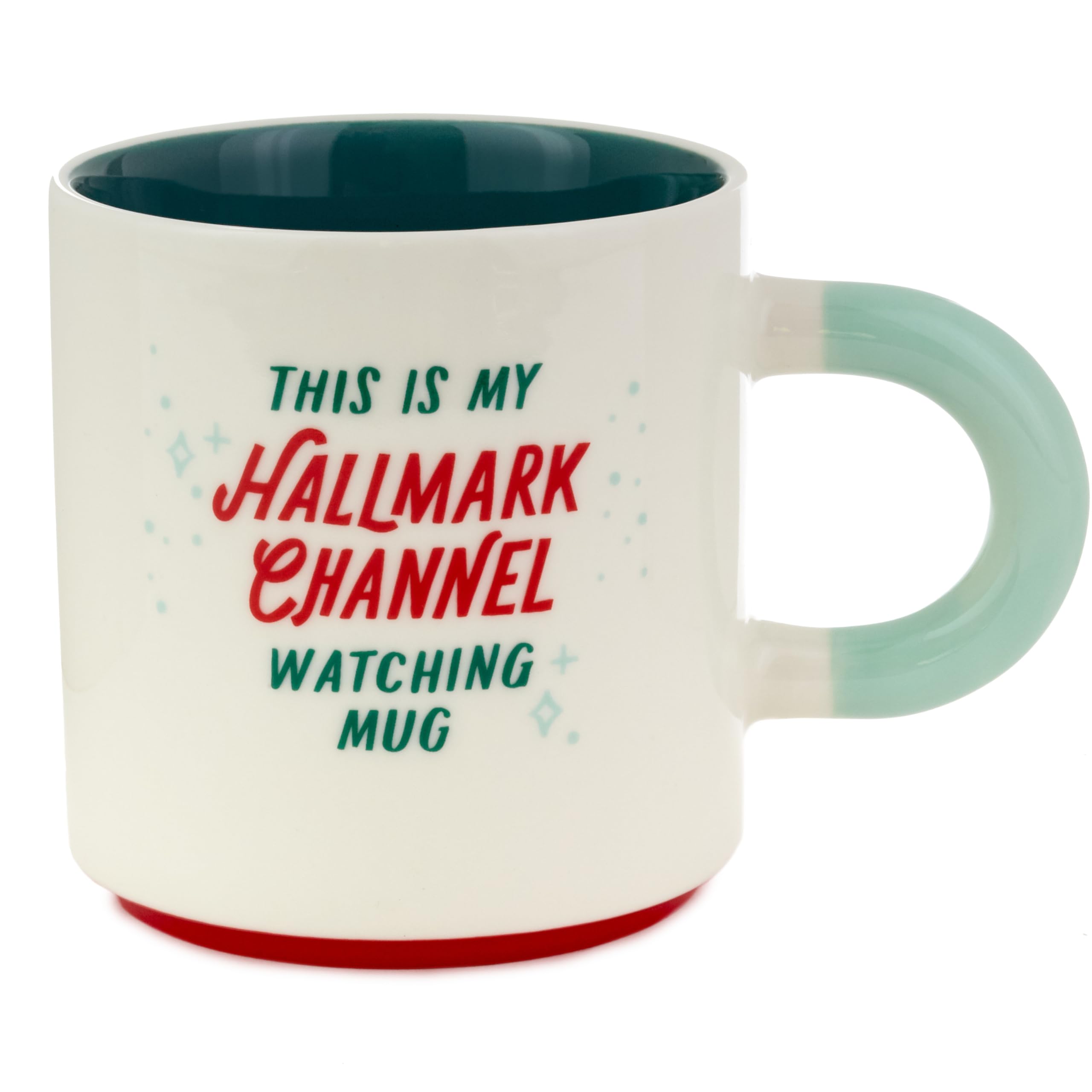 Hallmark Channel Christmas Coffee Mug (This is My Hallmark Channel Watching Mug) 17 oz., Red Truck, Mint Green Handle, Christmas