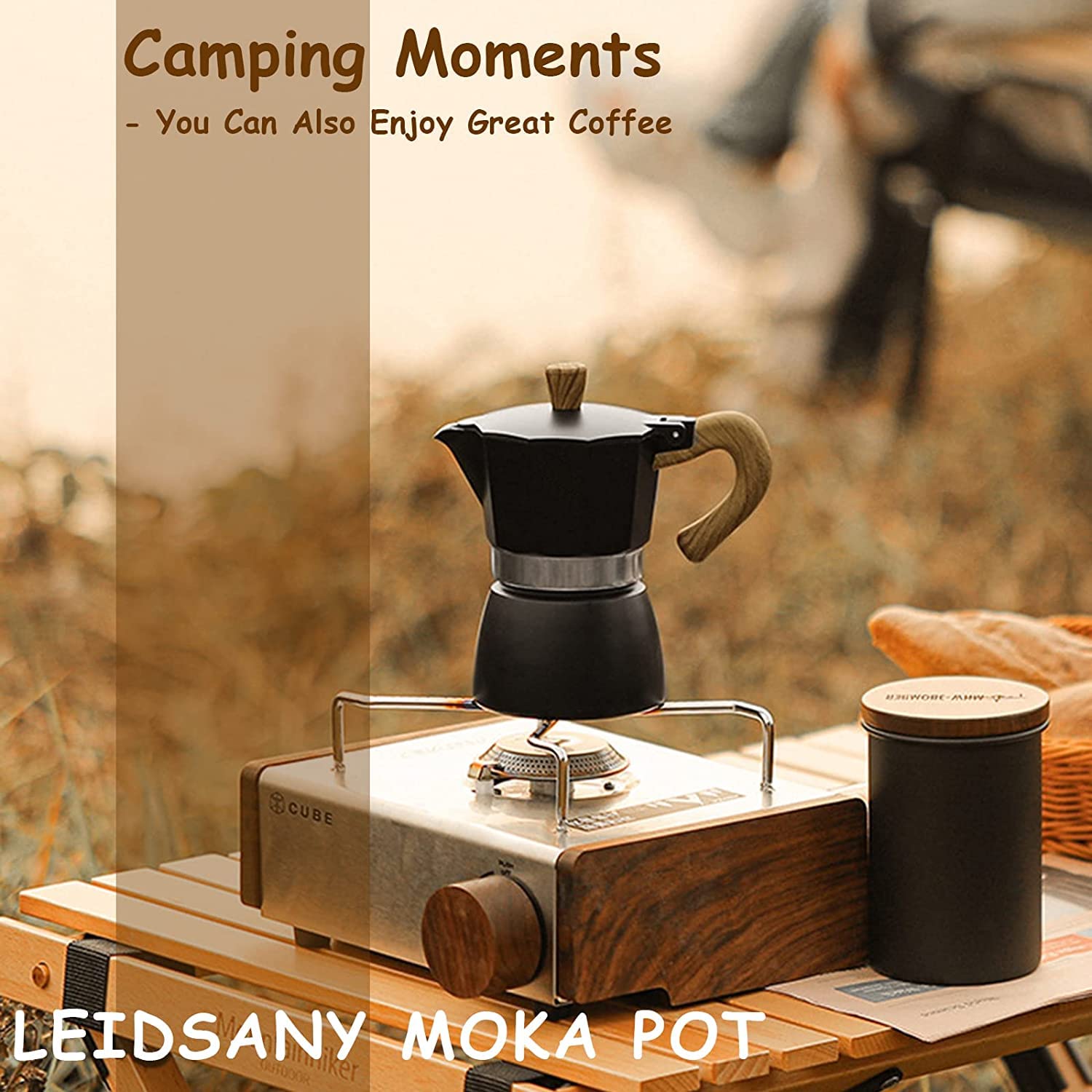 Conyee Moka Pot 6 Cup Stovetop Espresso Maker, Aluminum, Black - Manual Cuban Coffee Percolator for Cappuccino or Latte
