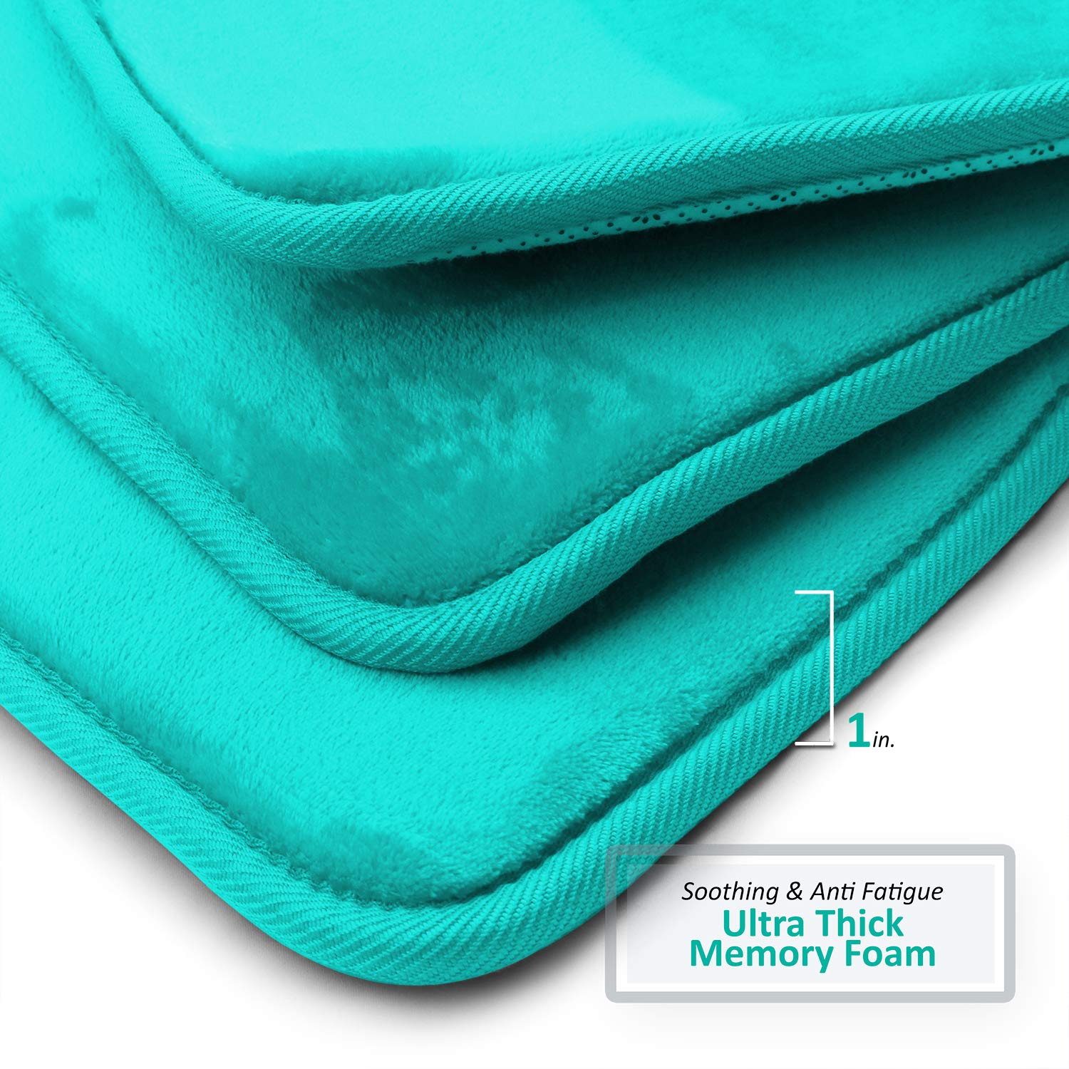 Clara Clark Bath Mat - Memory Foam Bath Mat - Soft Bathroom Rug - Non Slip and Super Absorbent - Fast Drying Machine Washable Bath Mat - Contoured Round for Toilet - Teal - 19 x 24