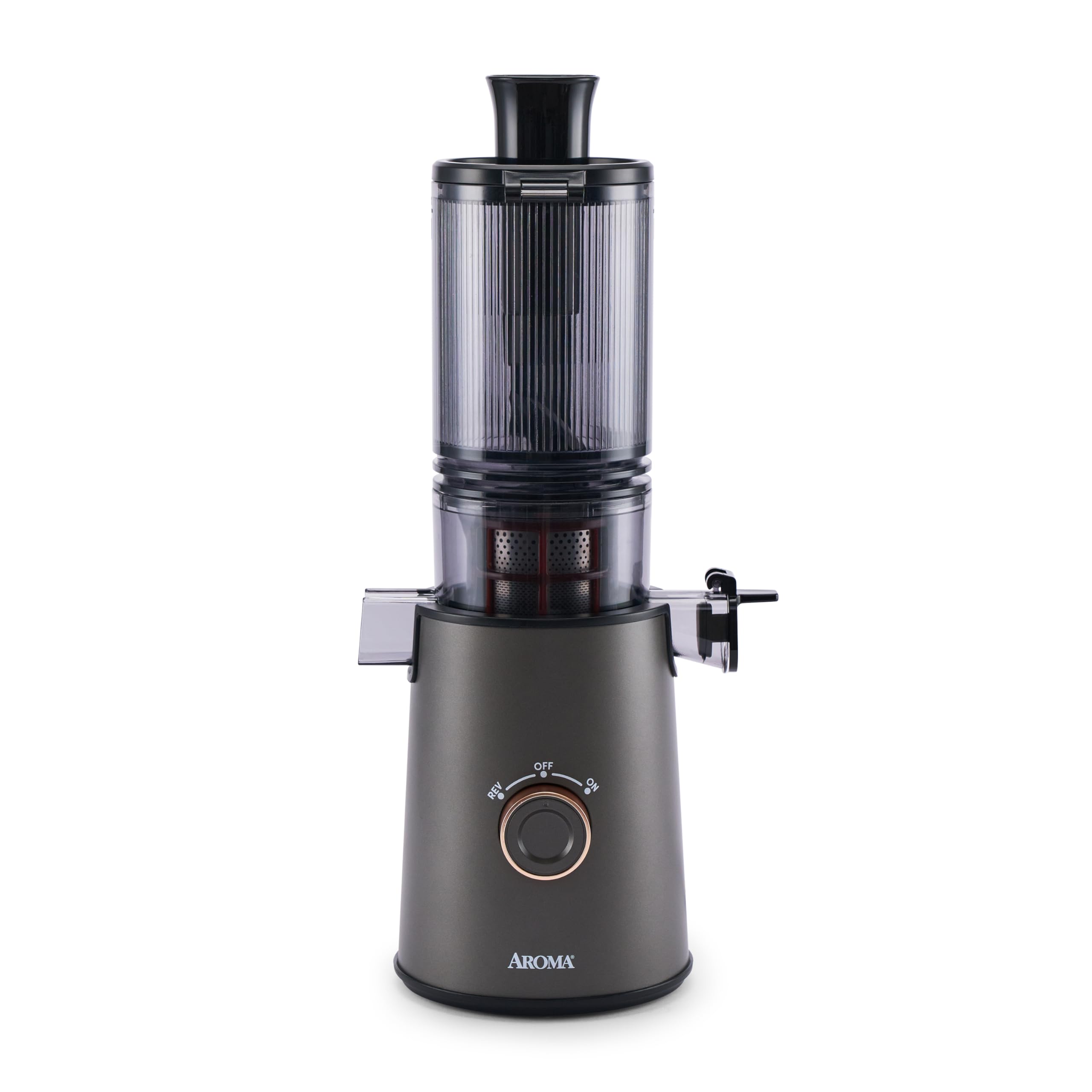 AROMA Cold Press Juice Machine Slow Masticating Fruit and Vegetable Juicer for Home with Large 4-Inch Feeder and Double Pulp Fil