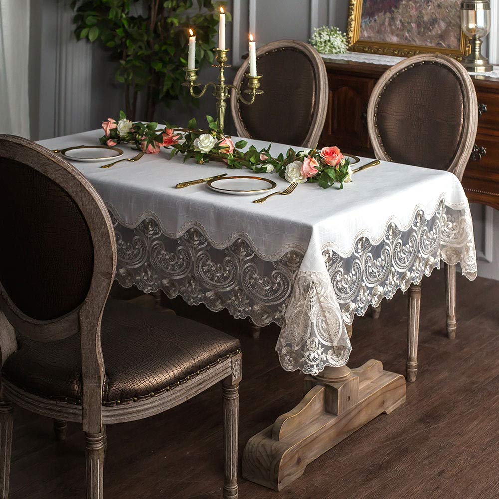 Artable Lace Rectangle Tablecloth Spring Exquisite Macrame Border Clear Farmhouse Embroidered Kitchen Holidays Fabric Outdoor Ta