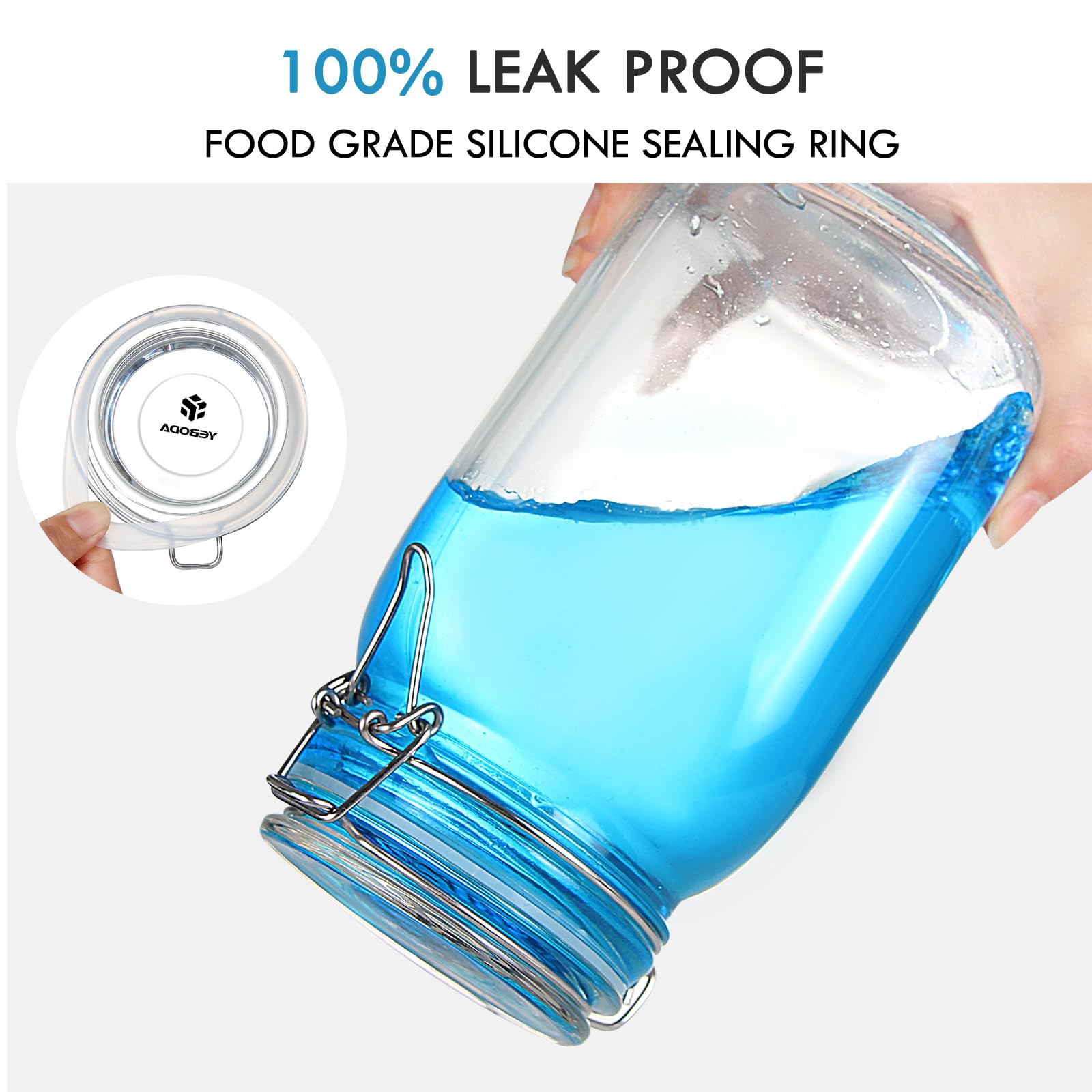 Yeboda 48Oz Food Storage Canister Glass Jars With Clamp Airtight Lids And Silicone Gaskets For Multi-Purpose Kitchen Containers