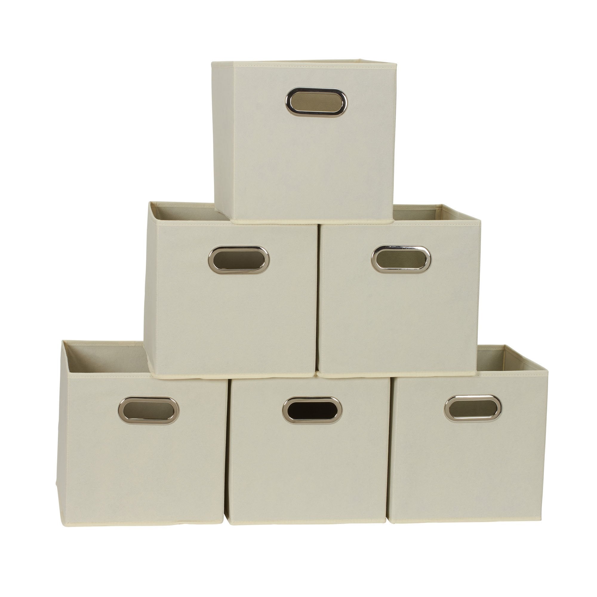 Household Essentials 82-1 Foldable Fabric Storage Bins | Set Of 6 Cubby Cubes With Handles | Natural