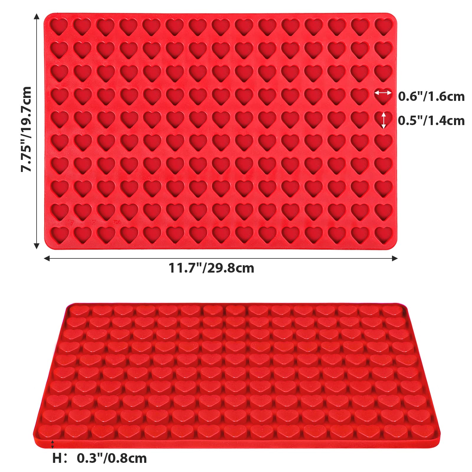 Webake Mini Heart Mold, 150 Cavities Heart Mould Silicone Gummy Candy Chocolate Mold Baking Tray For Homemade Treats Valentine'S