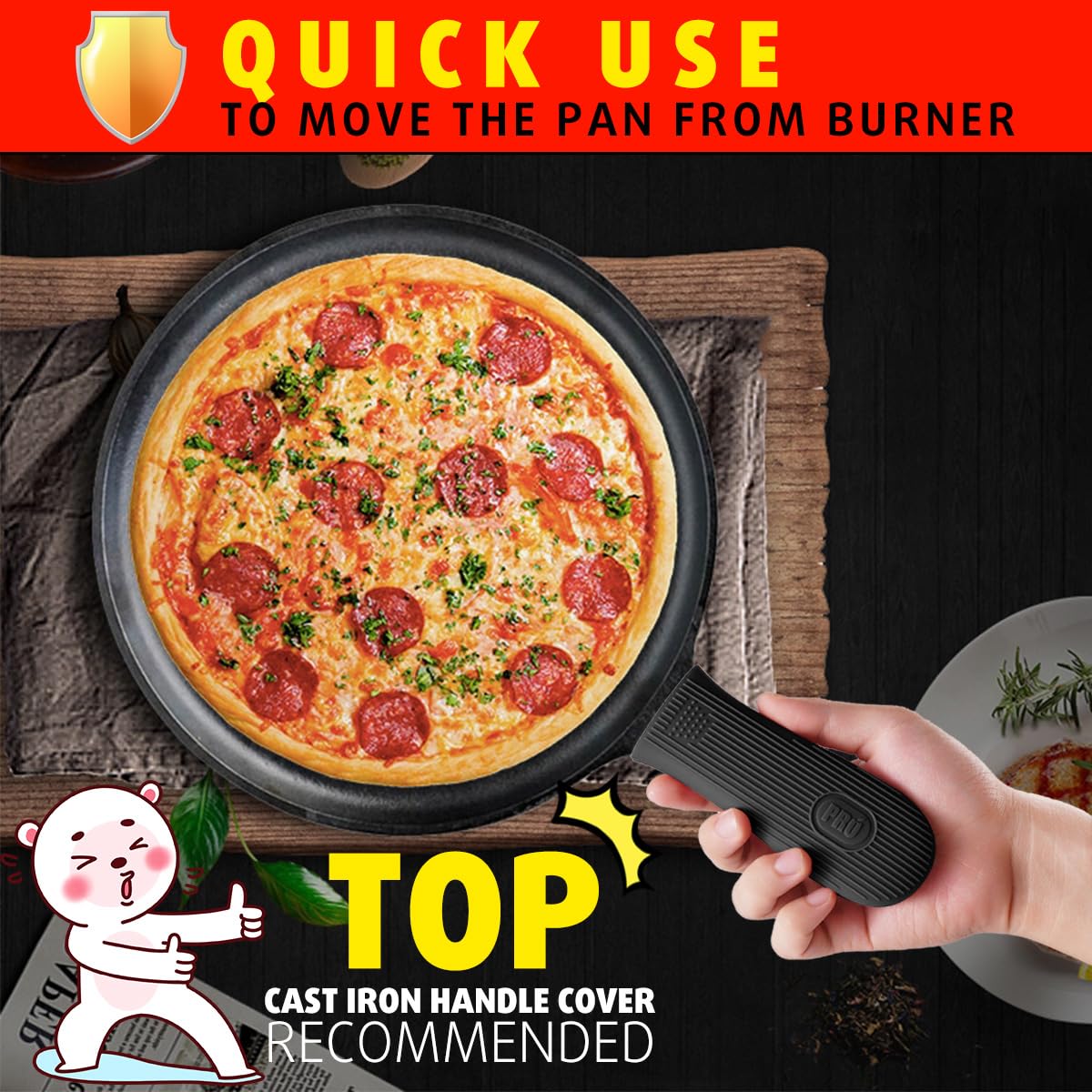 Cbiumpro 2-Pack Cast Iron Handle Cover, Silicone Heat Resistant Hot Cast Iron Skillet Pan Handle Covers Holder Sleeve