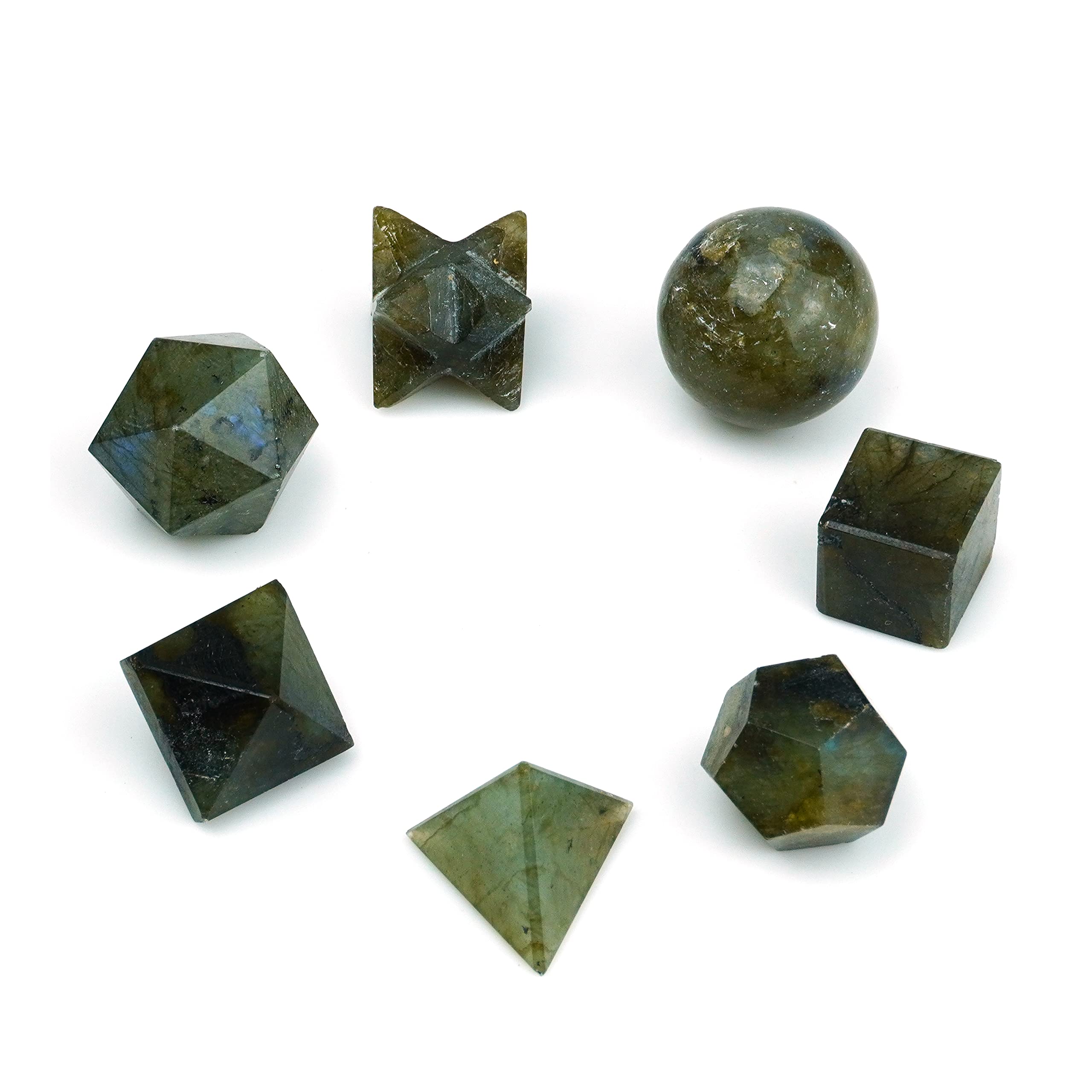 Remedywala Charged Energized Seven Chakra Labradorite Stone Sacred Geometry Set Of 7 For Reiki Healing