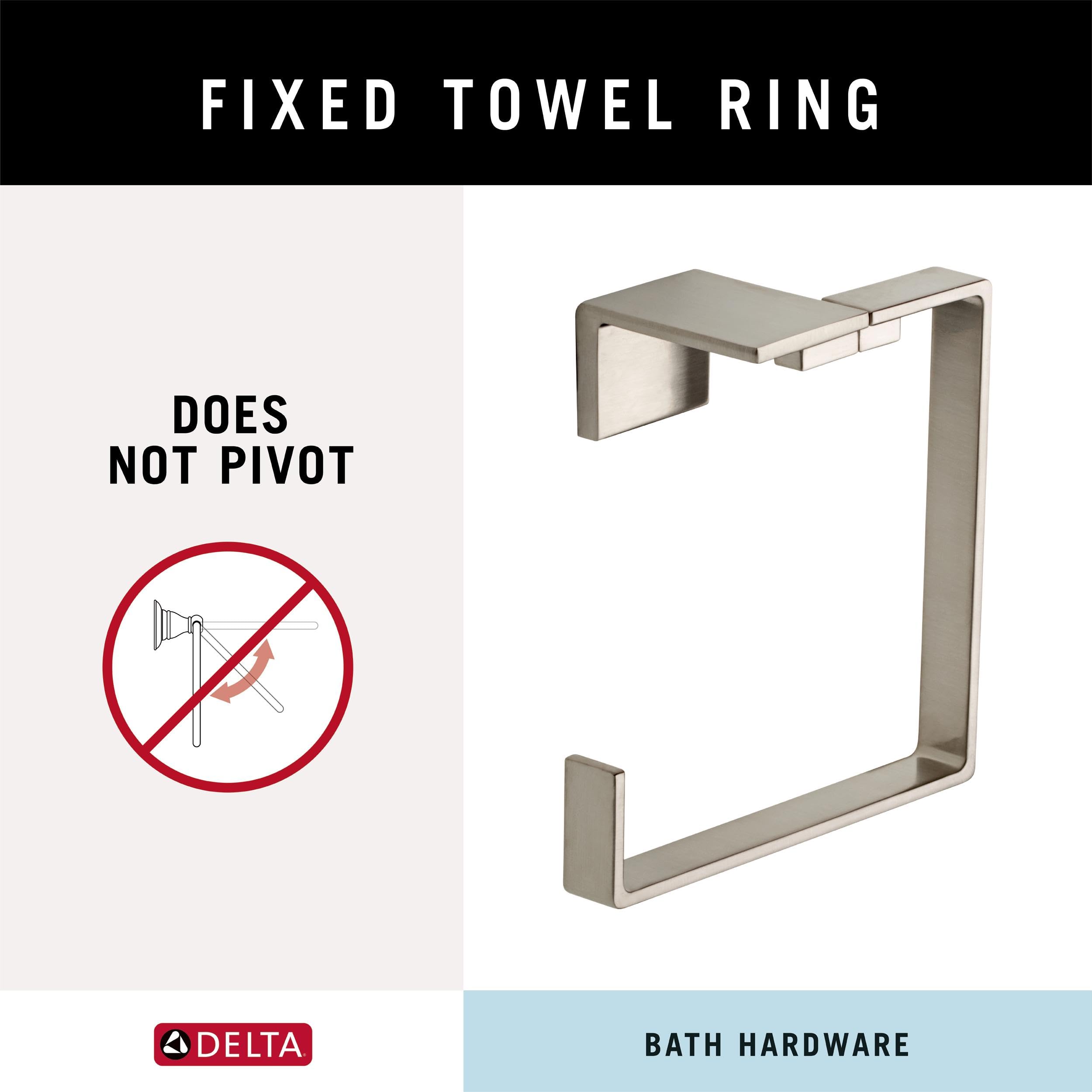 Delta 77746-Ss Vero Wall Mount Square Open Towel Ring Bath Hardware Accessory In Stainless Steel