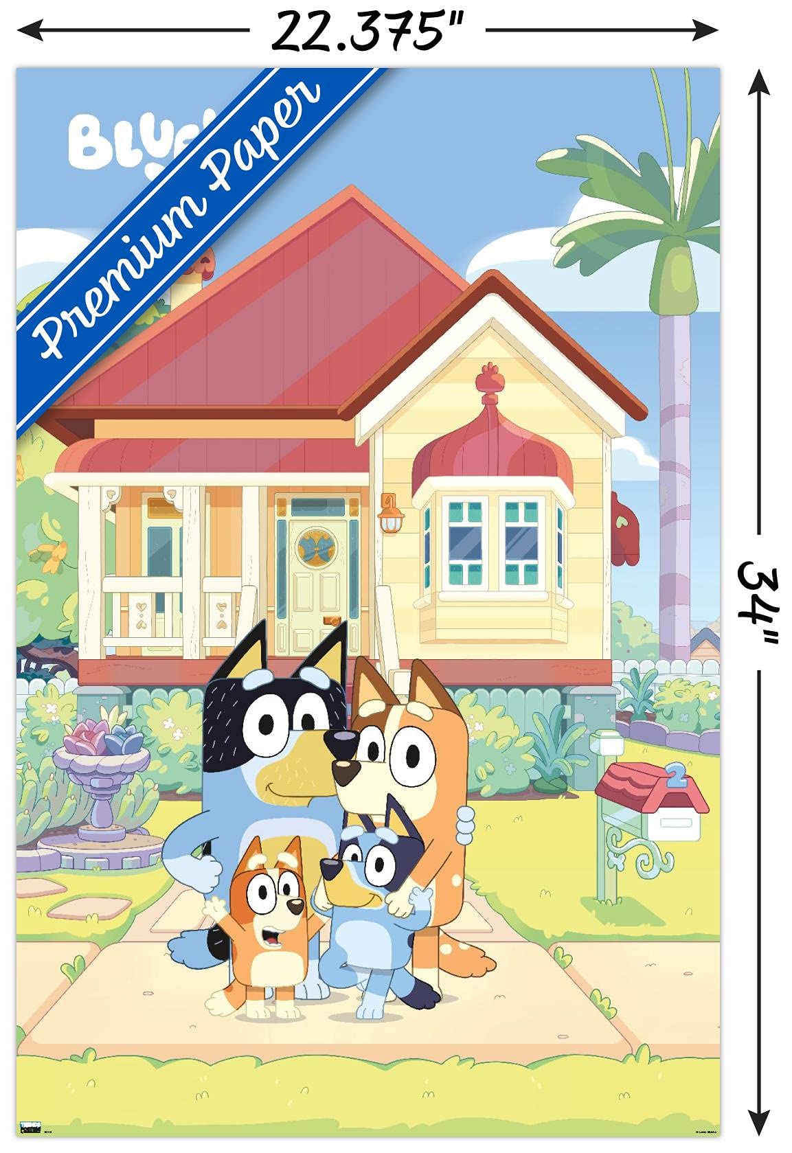Trends International Bluey Family Wall Poster, 34" x 22.4", Premium Paper & Mount Bundle, Model EBPOD20242PM