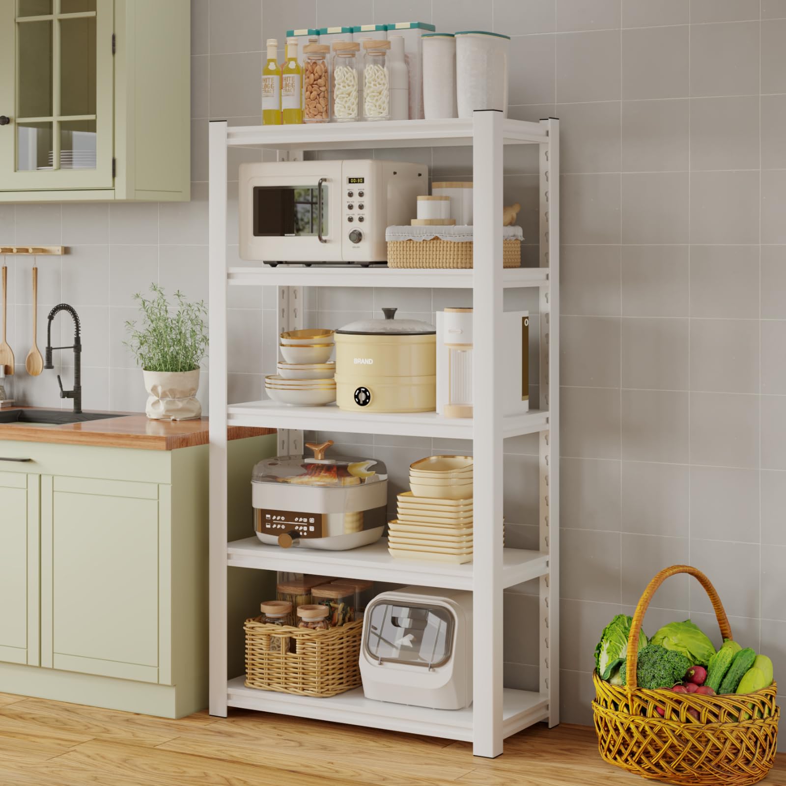 Home Cube 5 Layer Metal Storage Rack With Adjustable Boltless Shelf Display Rack Kitchen Storage Rack Multipurpose Stand For Ove