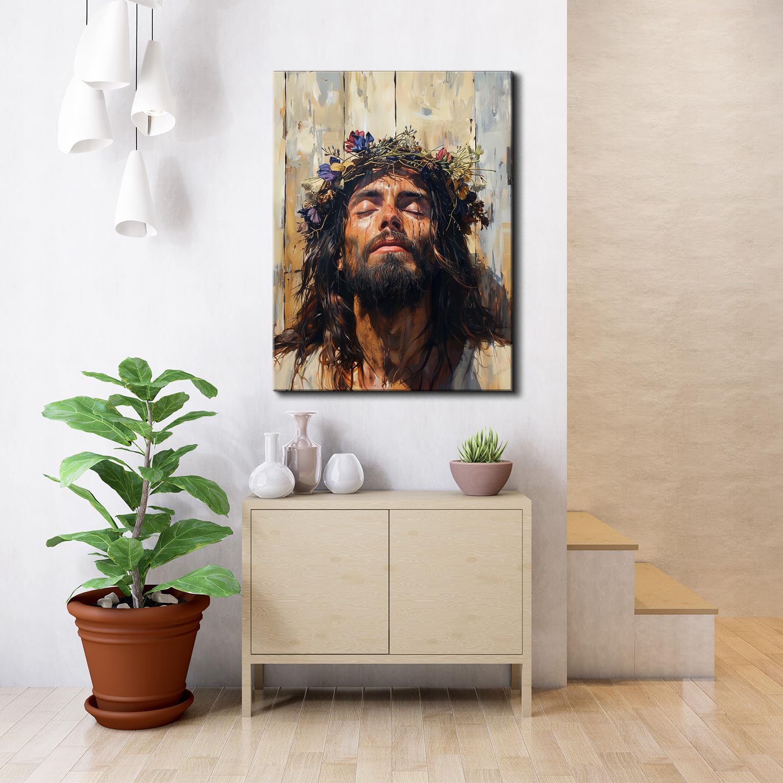 Yonica Christian Wall Art Silence Jesus Canvas Print Inspirational Wall Decor 12X16 Inch Home Decor