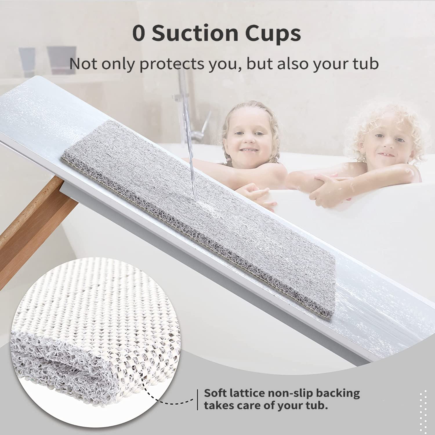 Rzoysia 0.6'' Thick Non Slip Bath Tub Shower Mat 16X24Inch Bathmat For Tub Pvc Loofah Foot Massage Mat For Bathroom Without Suct