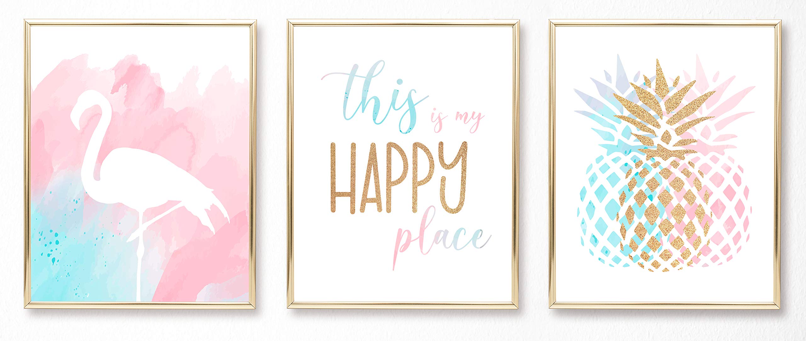 Brooke & Vine Teen Girl Room Wall Decor Art Prints (UNFRAMED 8 x 10) Inspirational Wall Art  Motivational Quotes Posters for Kids  Tween Women Office Bedroom  Dorm  Cubicle  Desk - Pineapple  Flamingo