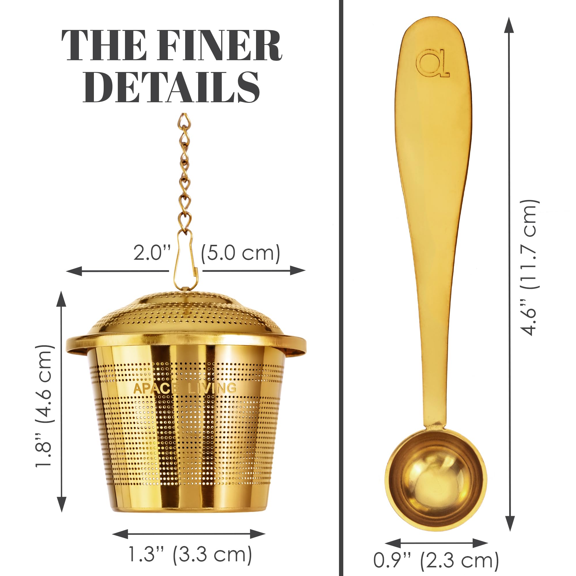 Tea Infuser (Set Of 2) With Tea Scoop And Drip Dray - Ultra Fine Tea Strainer For Loose Leaf Tea - Stainless Steel Tea Steeper F