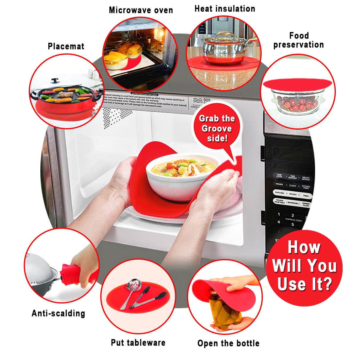 2 Pack Multi-Purpose Silicone Microwave Mat, 12 Inch Non Stick Silicone Baking Mats Oven Mat For Bottom Of Oven, Heat Resistant