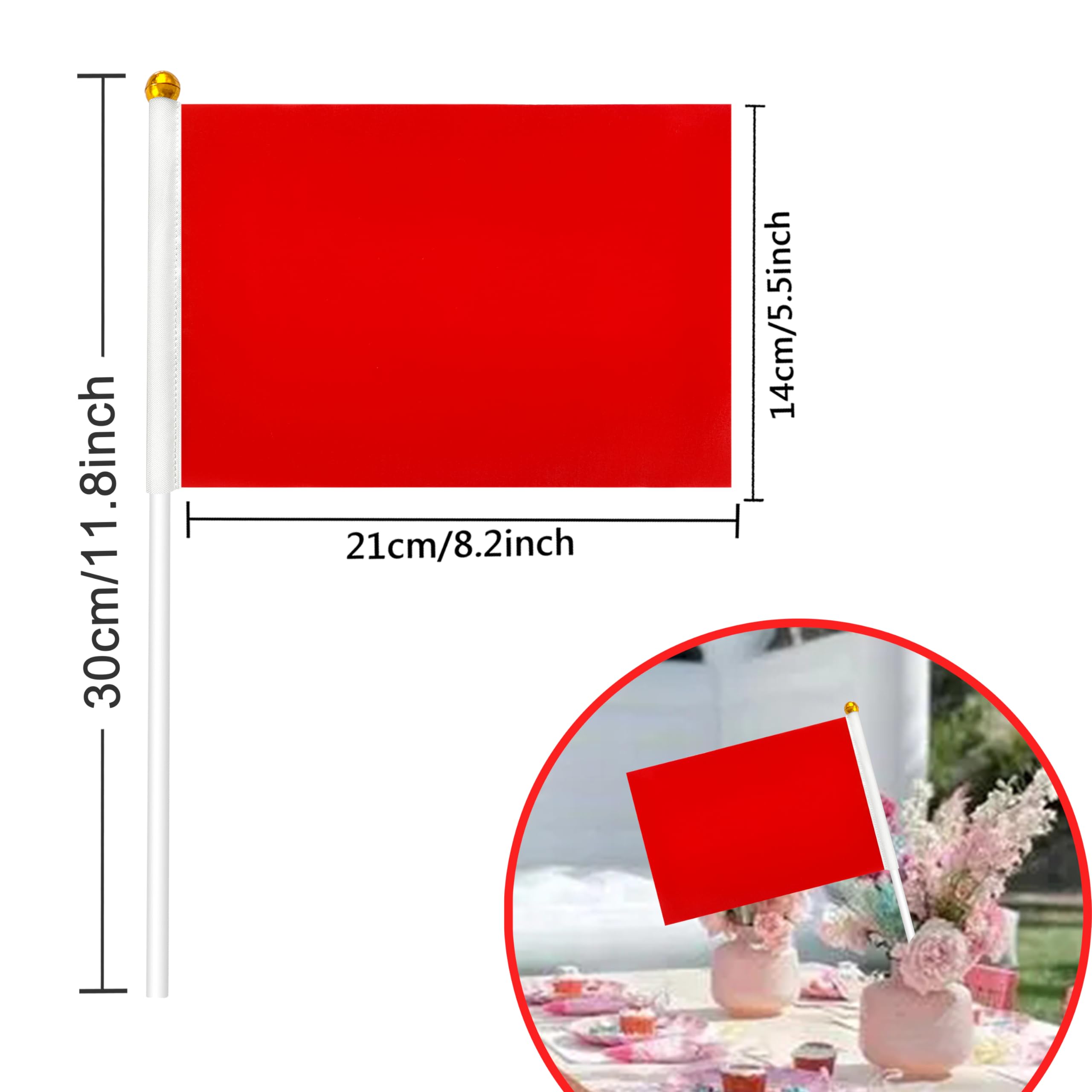 Kerda 25 Pack Solid Red Flags Small Mini Red Diy Graffiti Flags On Stick,Party Decorations For Grand Opening,Kids Birthday,Carni