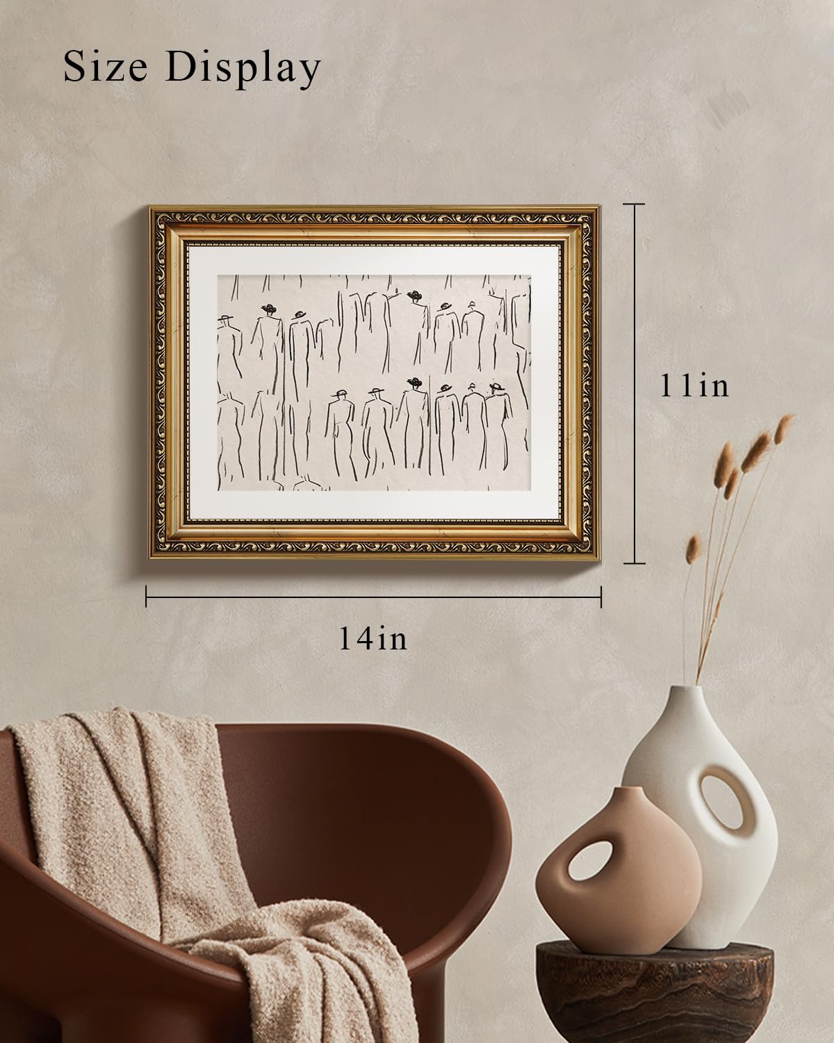 Viyyiea Gold Framed Wall Art Canvas Print Home Decor Abstract Wall Art ...