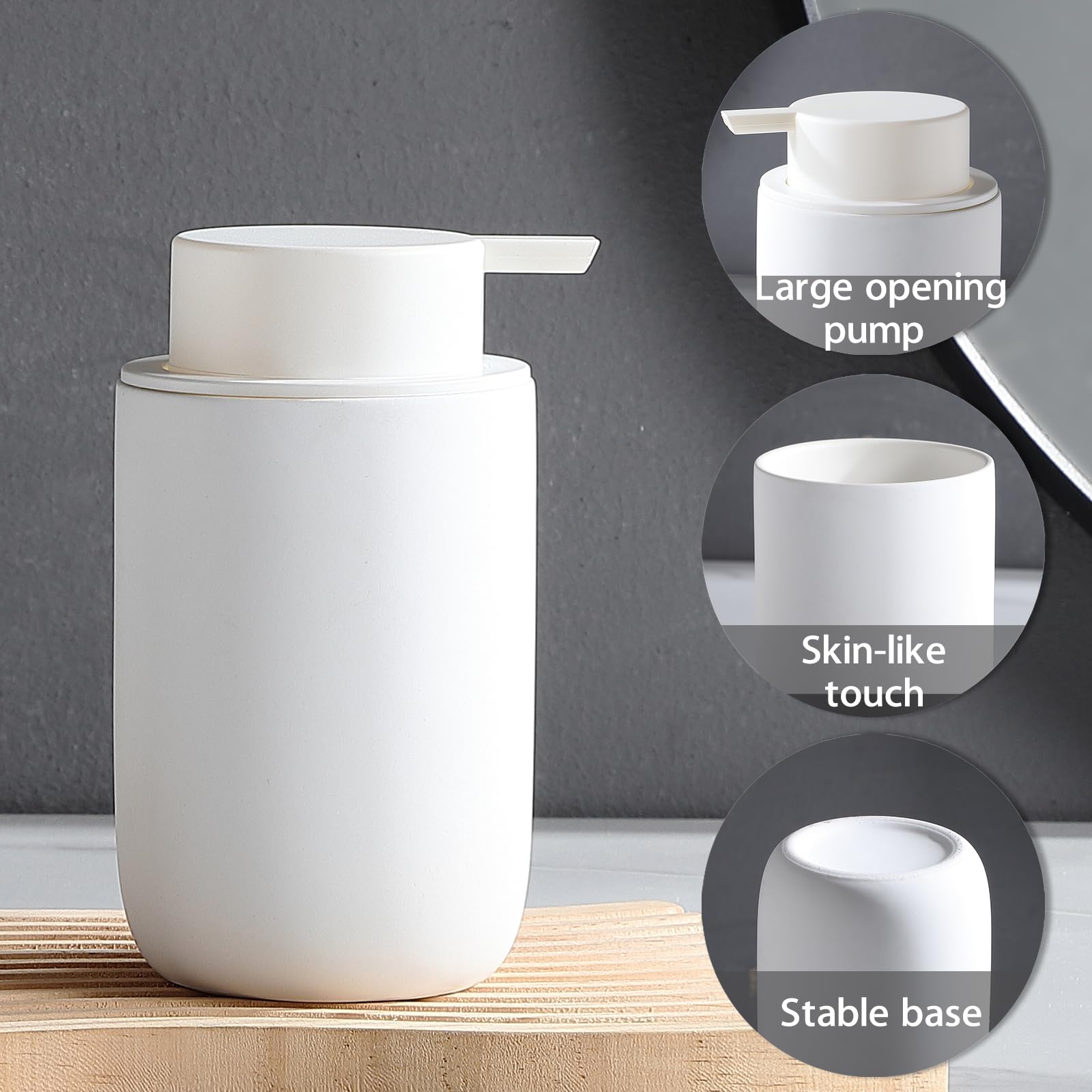 White Soap Dispenser Set- Modern Ceramic Hand Soap Dispenser for Bathroom Refillable Liquid Hand Soap Dispenser with Soap Pump for Liquid Soap for Farmhouse Kitchen Bathroom Decor 2 Pack