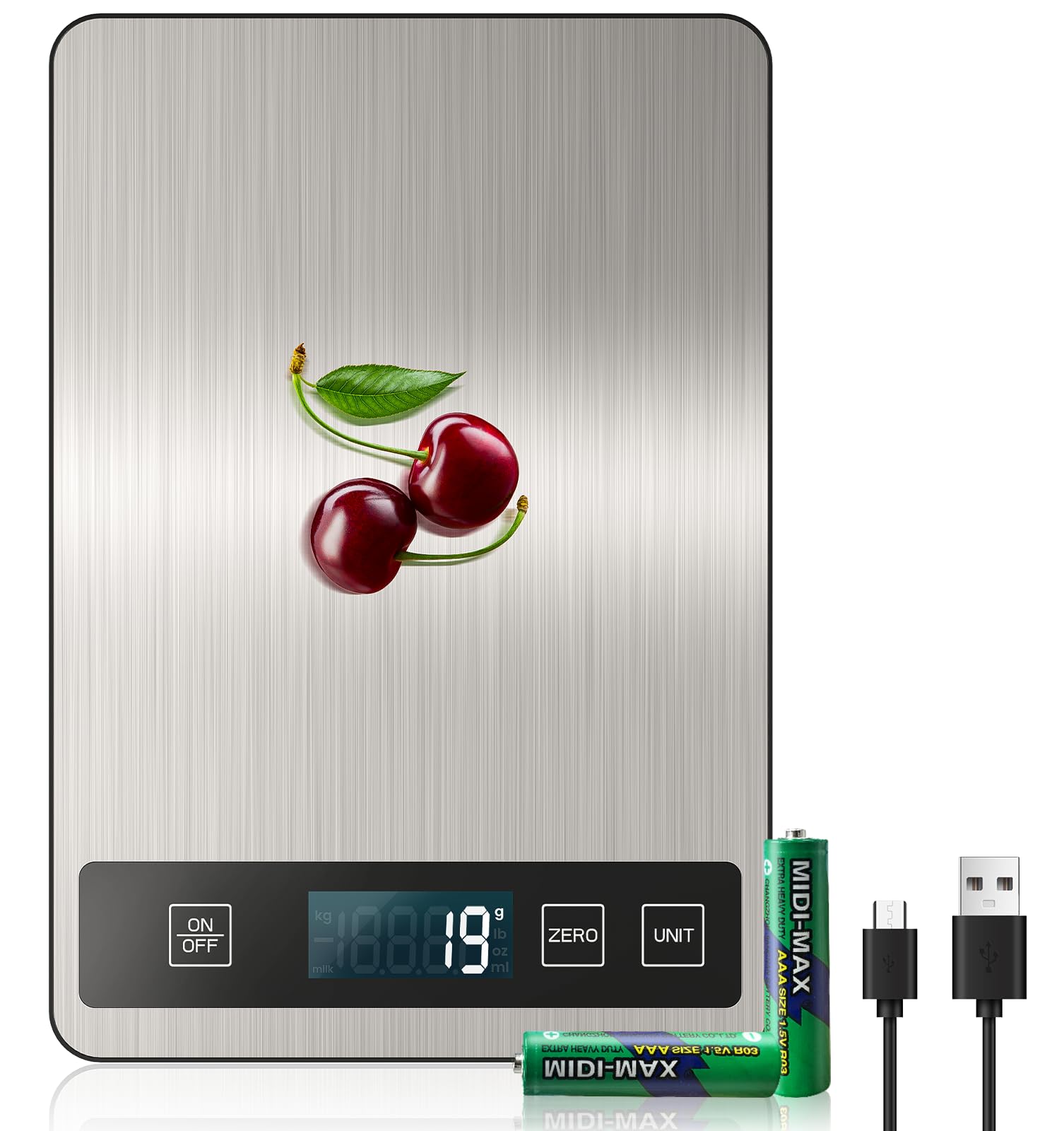 Digital Kitchen Scale, Usb C Electronic Kitchen Scale, 15 Kg, High Precision 1G/0.1Oz Food Scale, Professional With Hard Functio