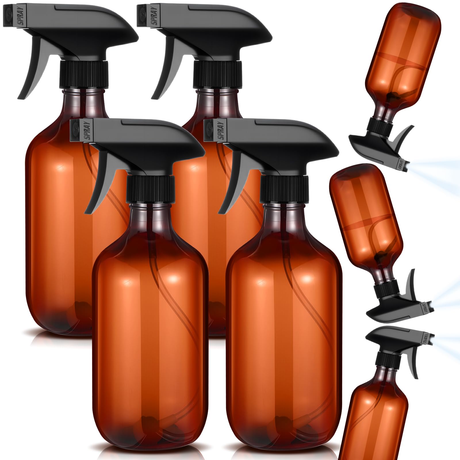 Honeydak 4 Pcs 360 Spray Bottles 16 Oz Upside Down Spray Bottles, Plastic Container Is Nice For Plants Cleaning Solutions Durabl