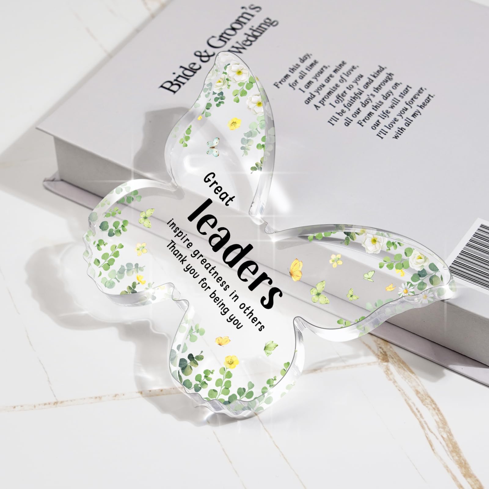 Glydein 1 Year Anniversary Romantic Gifts for Her Him - 5x3.8x0.5 Inch Butterfly Acrylic Plaque Decorations - One Year 1st Anniv