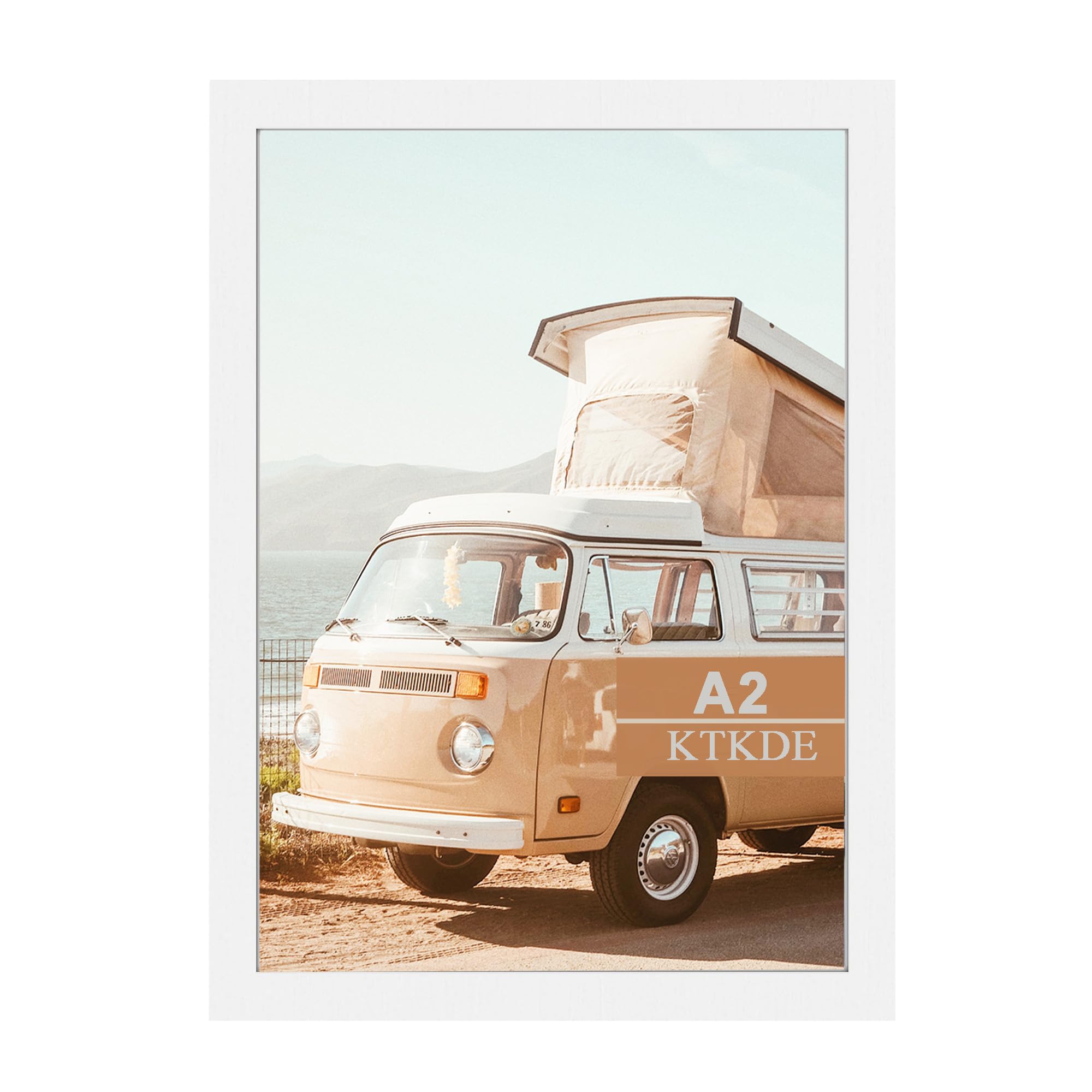 KTKDE A2 Picture Frame White Woodgrain Display 16.5x23.4 inch Poster Frames Vertical & Horizontal Wall Hanging Large Picture Fra