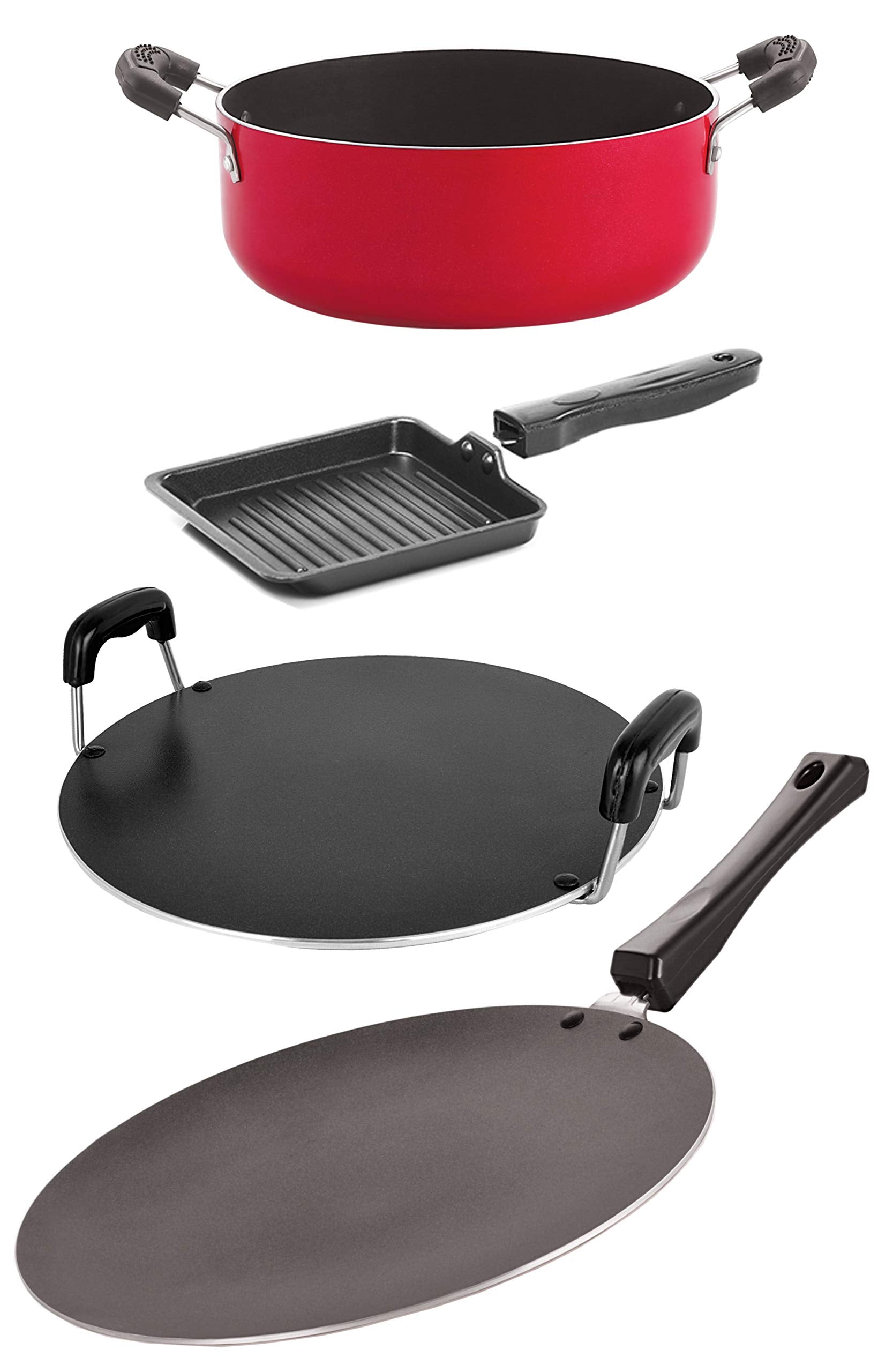 Nirlon Aluminium Non Stick Cookware Pots And Pans Set(Ct12_Rt_Sgp_Cs24)