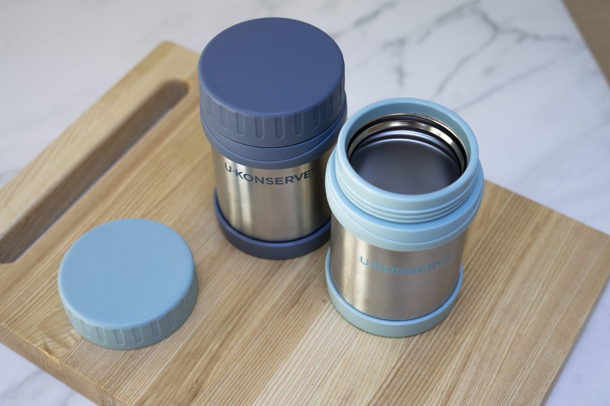 U Konserve Stainless Steel Insulated Food Jar 12Oz - Leak-Proof Seafoam Blue Lid - Bpa Free - Thermal And Double-Walled To Keep