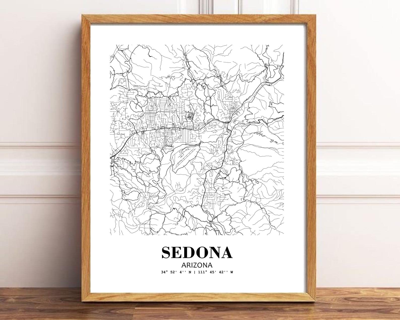 Eleville 11X14 Unframed Sedona Arizona City View Abstract Road Modern Map Art Print Poster Wall Office Home Decor Minimalist Lin