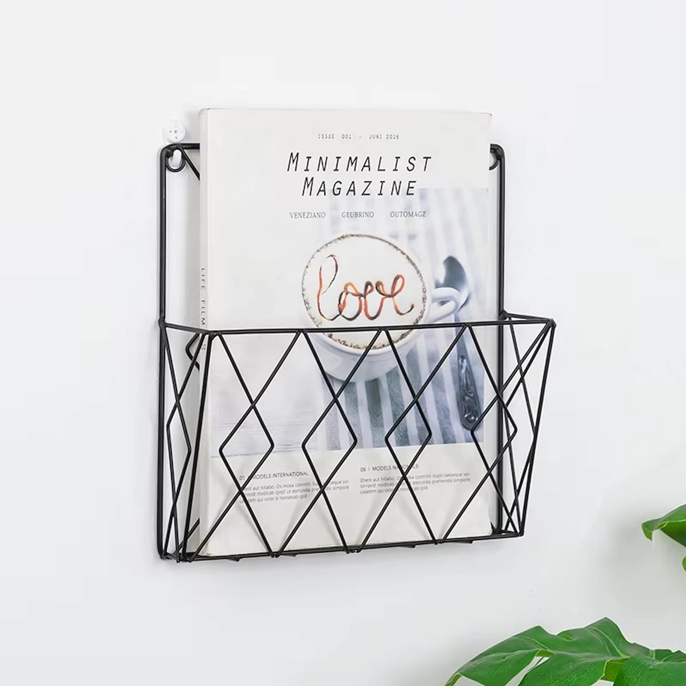 Woodiva Wall Decor Hanging File & Magazine Holder, Metal Newspaper Rack, File Storage Organizer For Office & Home Wall Art Displ