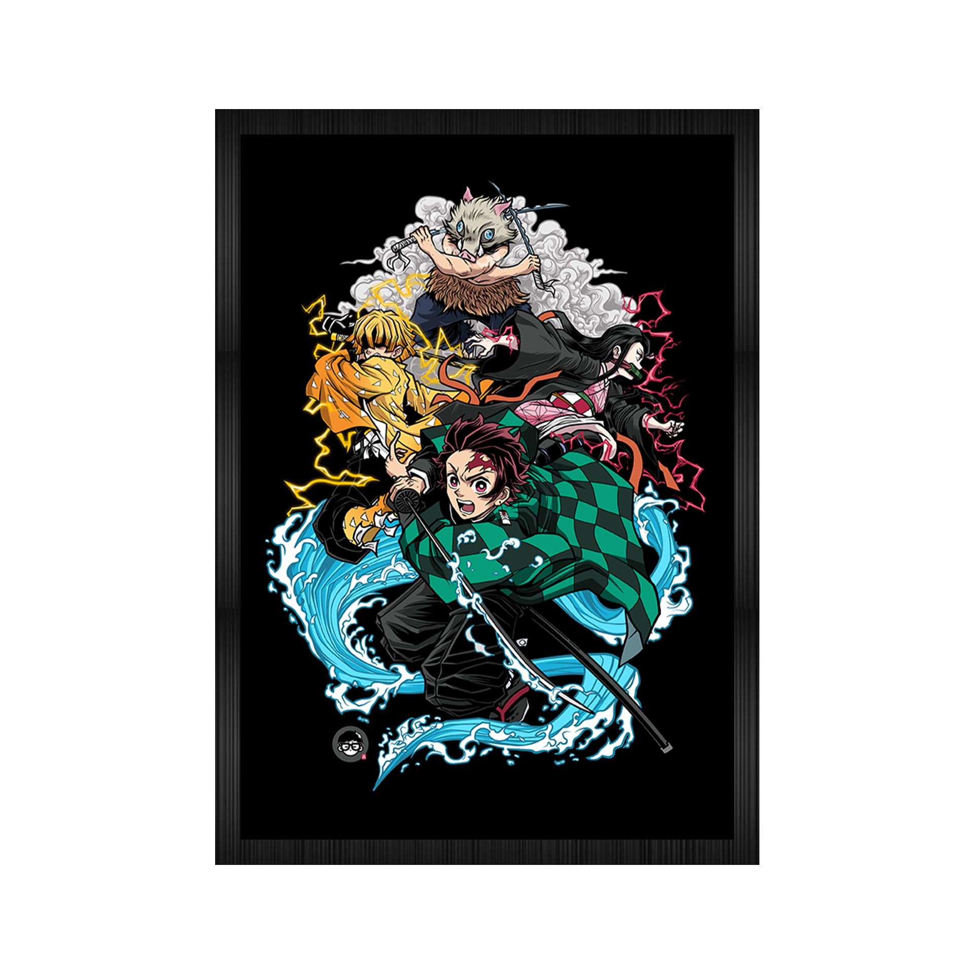 Codersparadise Engineered Wood Demon Slayer Wall Poster Frames|Aesthetic A4 Poster Frames For Home, Living Room, Bedroom And Off