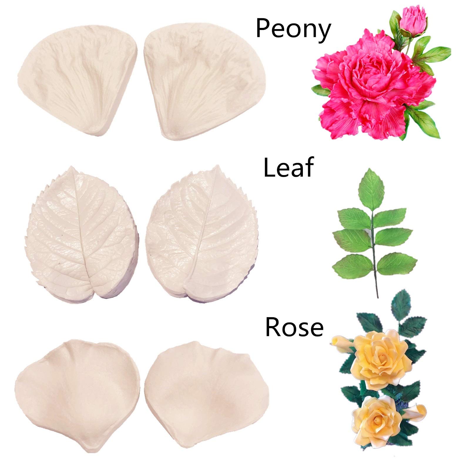 12Set Gumpaste Flower Molds,Fondant Flower Molds, Silicone Veining Molds,Sugar Flower Making Tools For Fondant Chocolate Soap Po