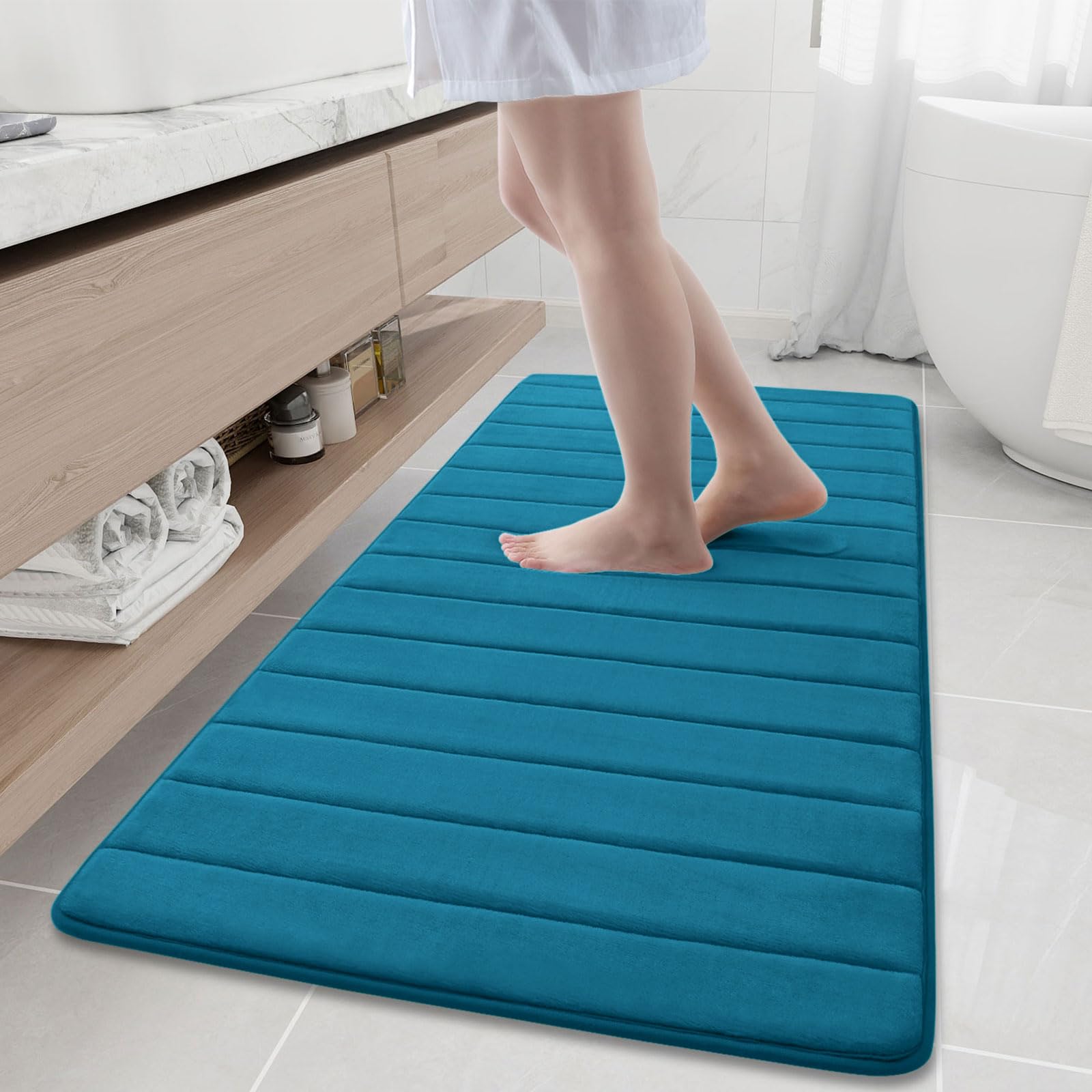 Buganda Memory Foam Bath Mat Rug, 60 '' X 24 '', Ultra Soft And Non-Slip Bathroom Rugs, Water Absorbent And Machine Washable Bat