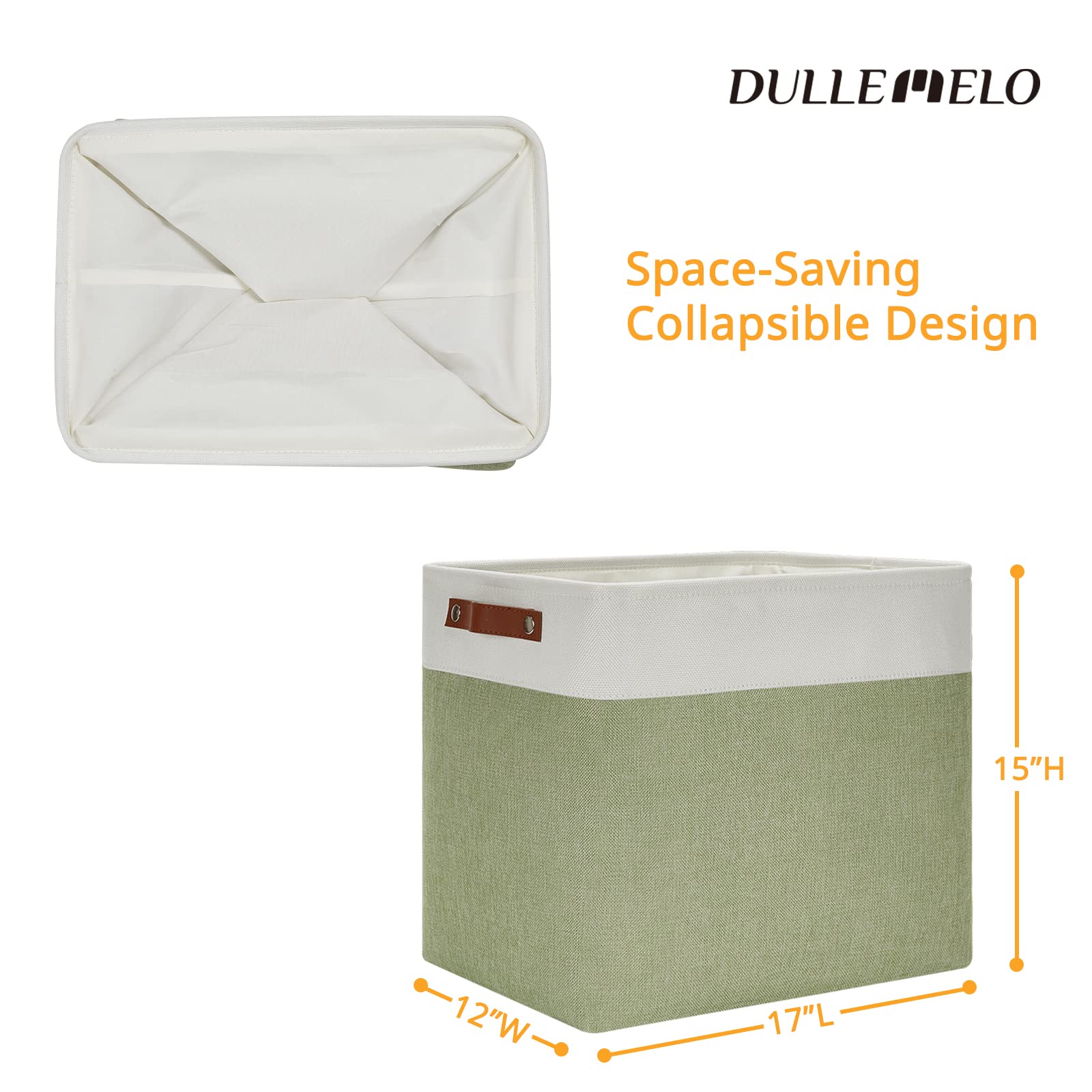 Dullemelo Large Storage Basket 17''X12''X15'', Fabric Storage Organizer Basket For Storage Clothes, Large Fabric Bin For Organiz