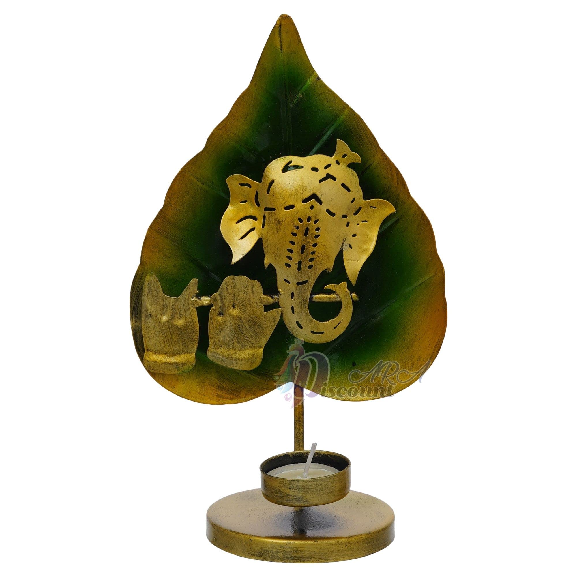 Discount ARA Leaf Ganesh Tealight Candle Holder/Tealight Holder/Diwali Gift Items/Festival Decoration Items/Wedding Gift Item/We