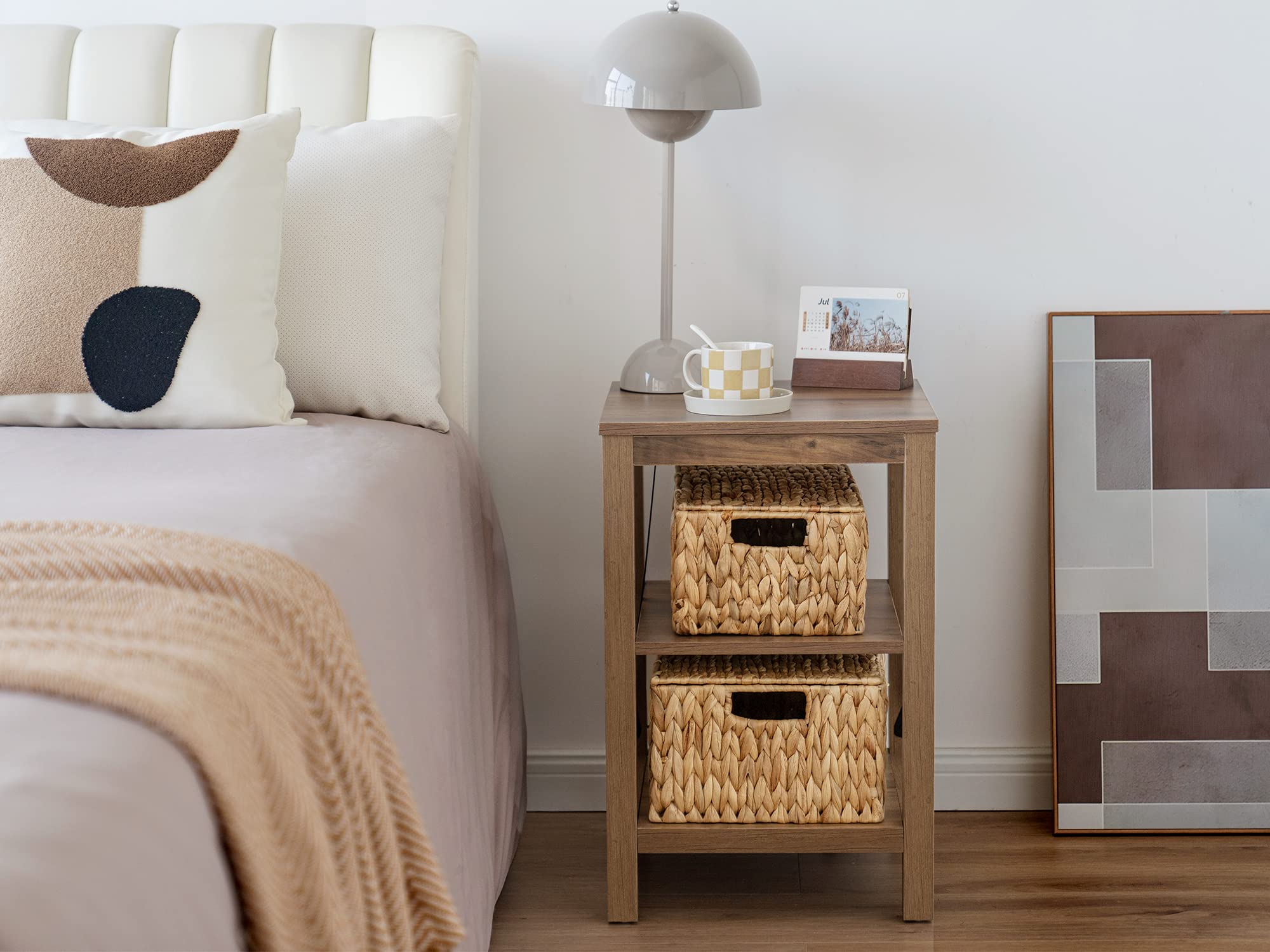 Storageworks Large Water Hyacinth Baskets For Organizing, Wicker Basket With Lid For Shelves, Storage Basket With Lid And Built-