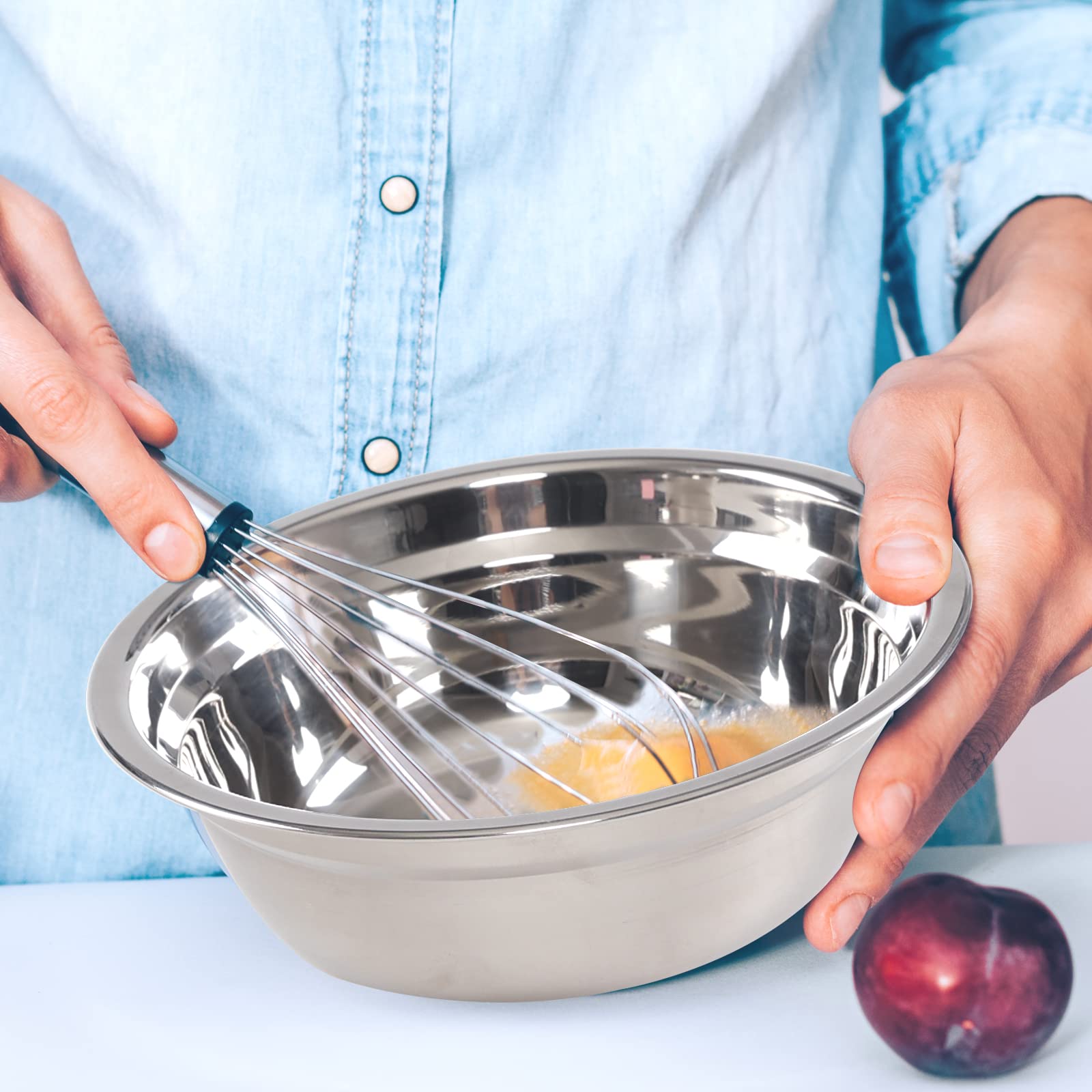 Rinboat 4 Packs Stainless Steel Mixing Bowls, Serving Bowls, 8.66 Inches