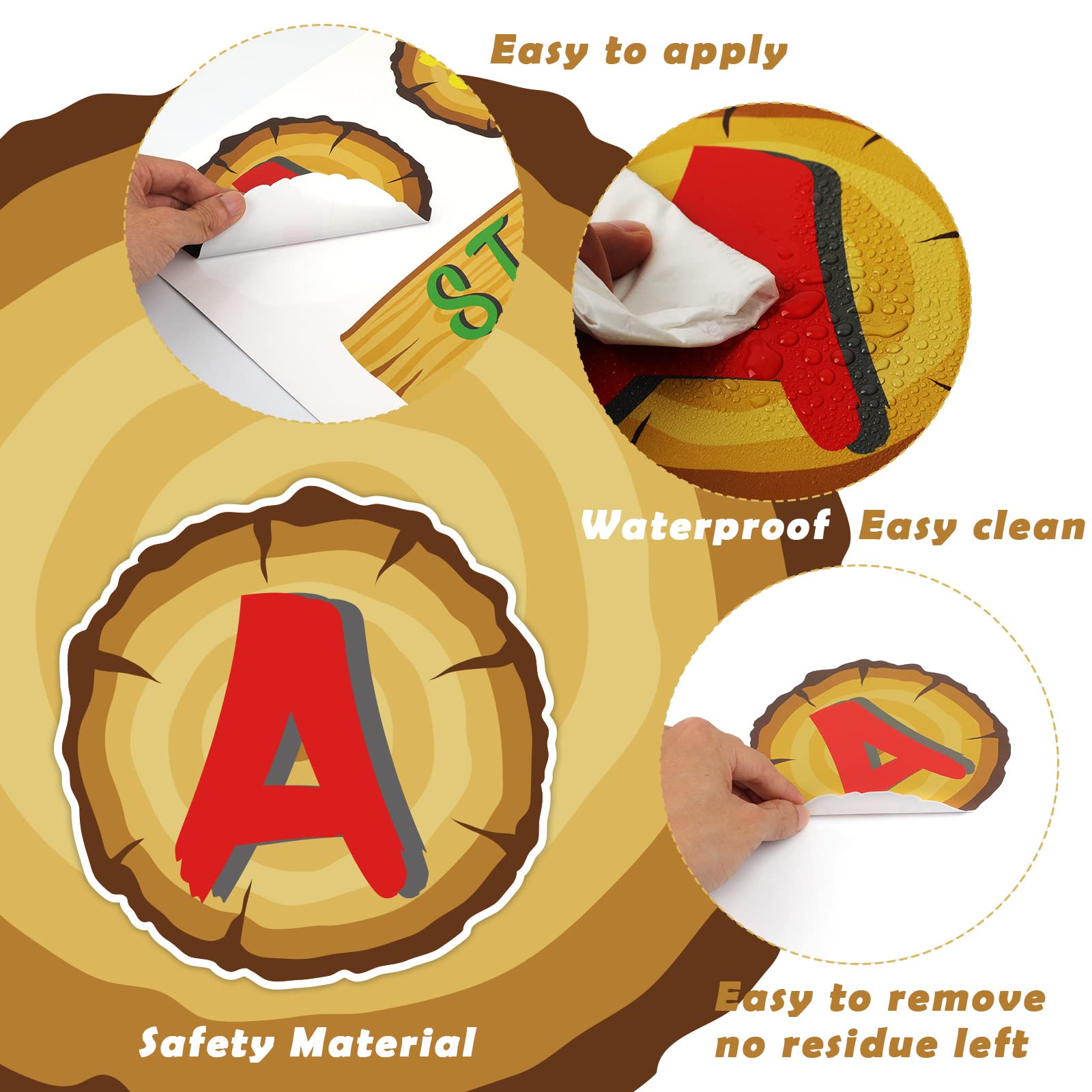 115 Pieces Alphabet And Number Diy Hopscotch Education Floor Decal Jungle Hopping Game Wooden Logs Decals Hopscotch Game For Bab