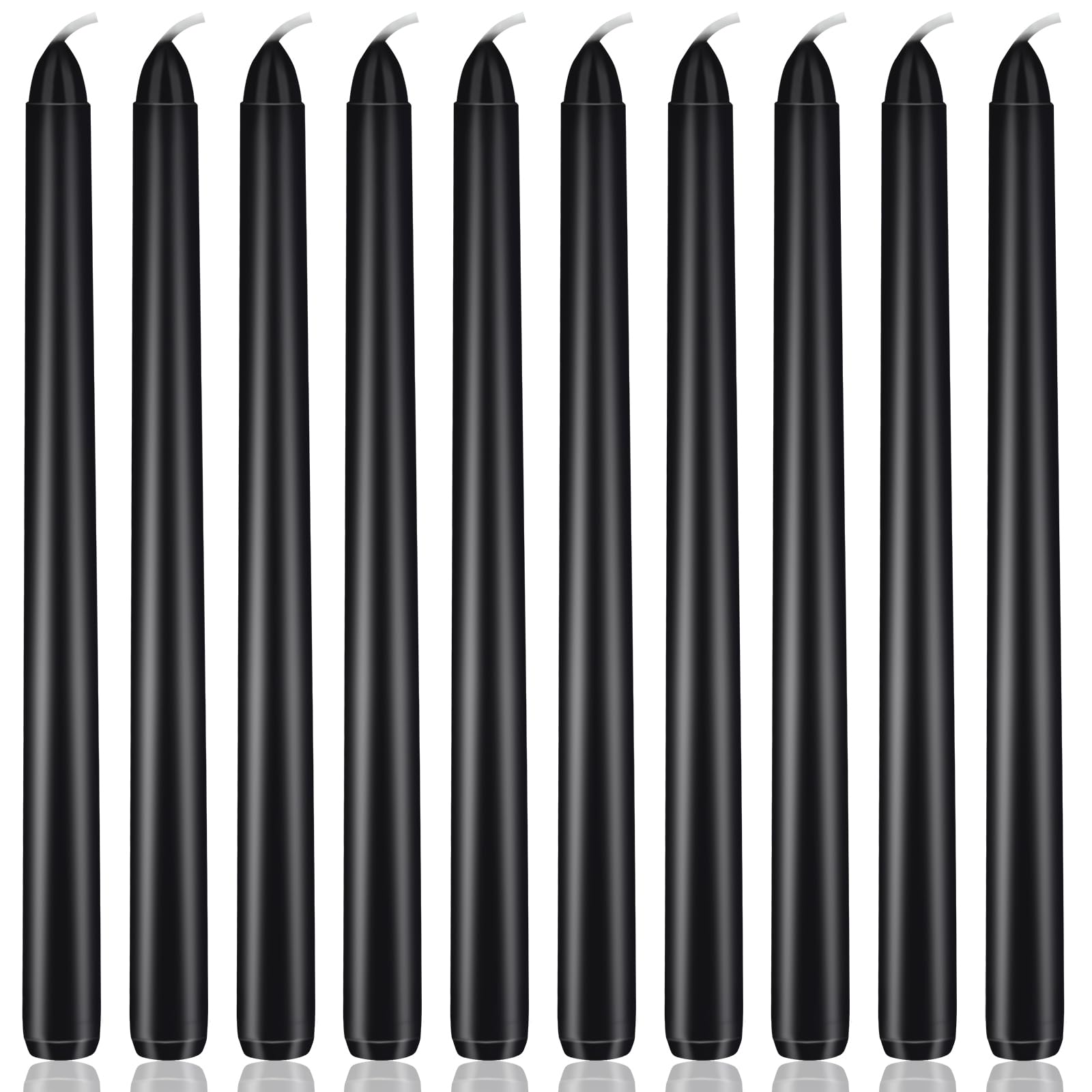 10 Inch Black Taper Candles, 10 Pack Unscented Unscented Candlesticks for Halloween Seasonal Celebration Memorial and Daily Home